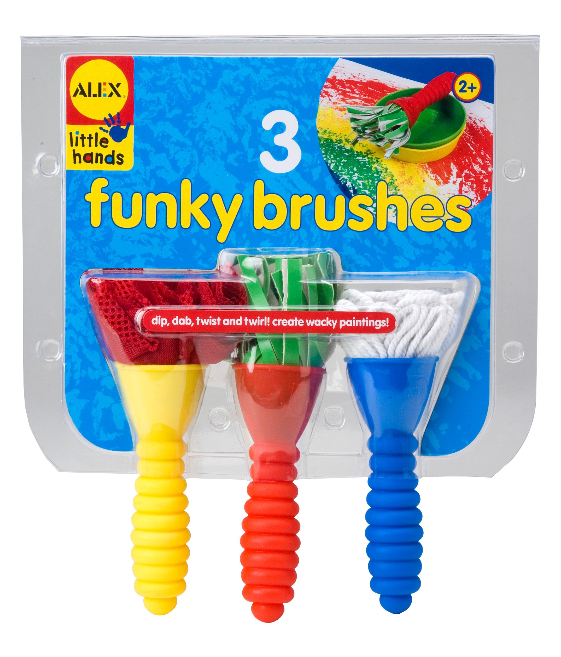 Alex Toys Little Hands 3 Funky Brushes - Kids Paint Brushes Set for Toddlers & Preschoolers - Perfect for Arts & Crafts, DIY Projects & Early Childhood Development Activities