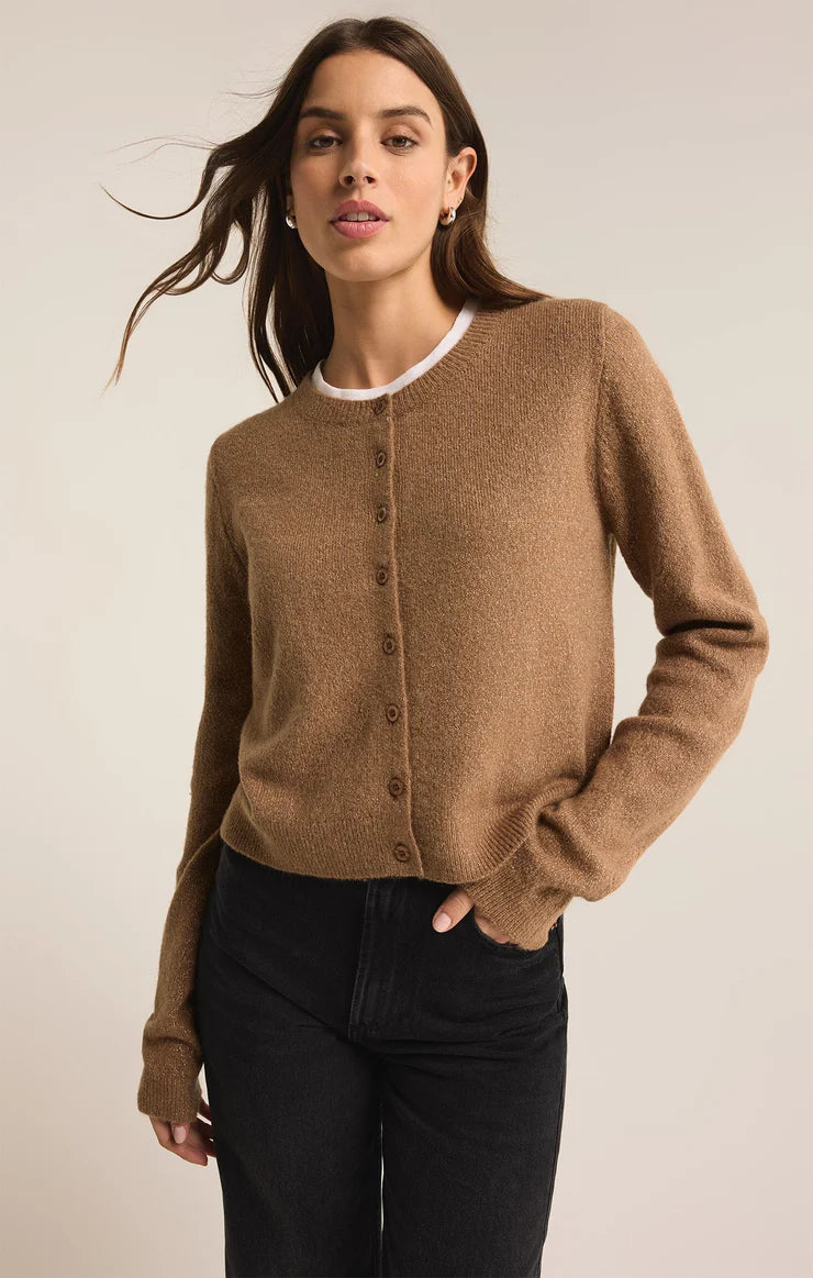 Z Supply Women's Metallic Cardigan in Campfire - Stylish Layering Piece for Fall & Winter Outfits, Perfect for Casual Wear, Office, and Date Nights