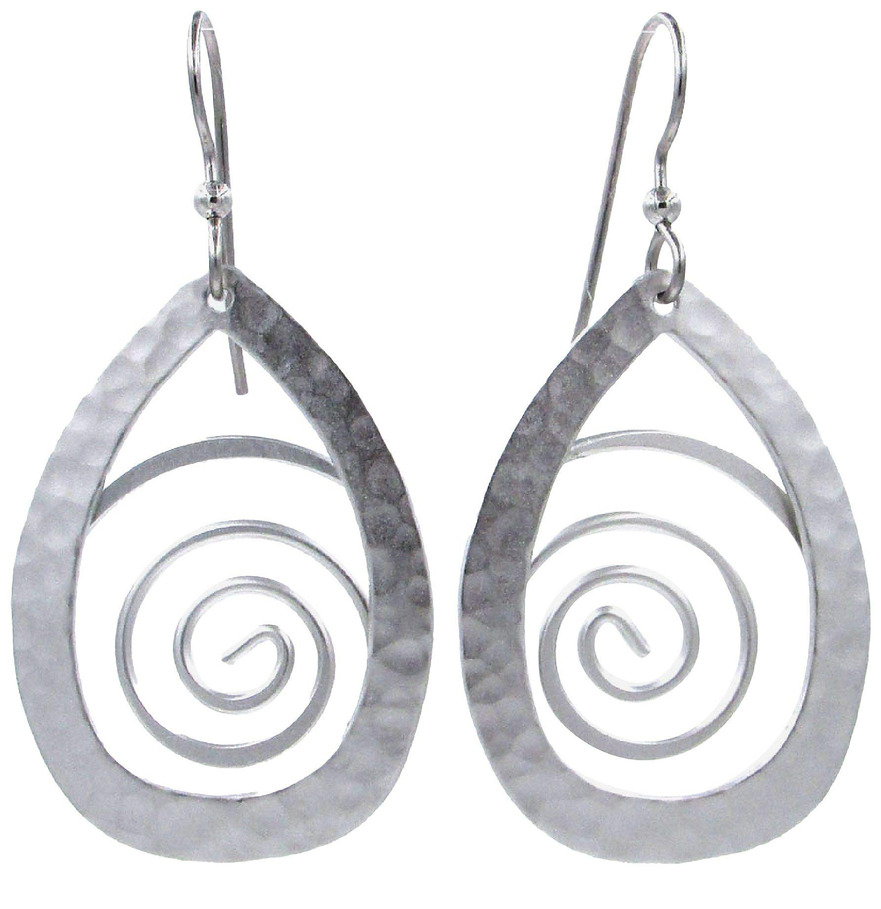 Handmade Silver Hammered Teardrop Earrings with Coil Design - Perfect for Weddings, Parties & Everyday Wear