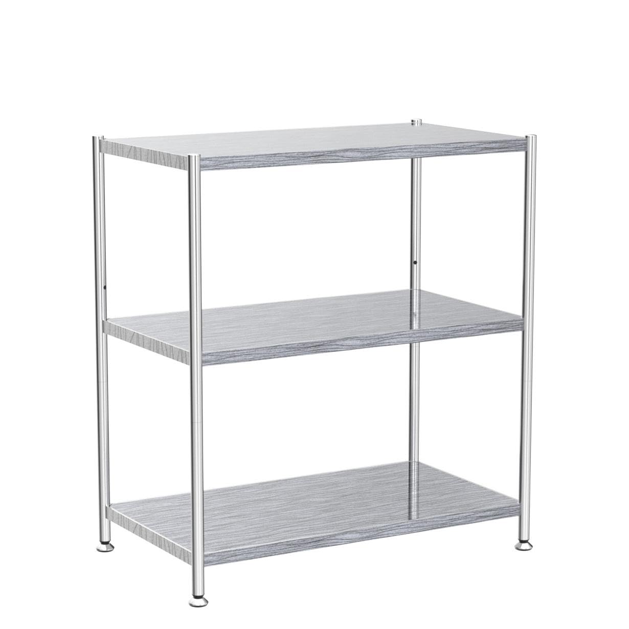 Susunnus 3-Tier Stainless Steel Shelves - 23.6 Inch Heavy Duty Kitchen Storage Organizer with Artistic Texture | Waterproof & Sturdy Metal Shelving for Pantry, Garage, or Commercial Use