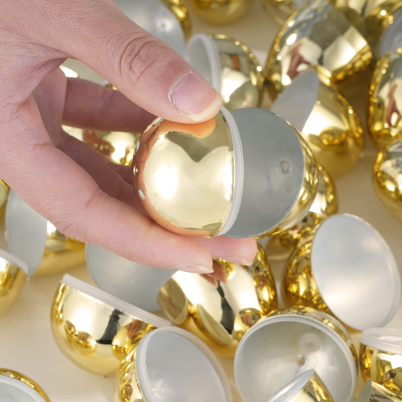 75 Metallic Golden Shiny Easter Eggs 2 3/8