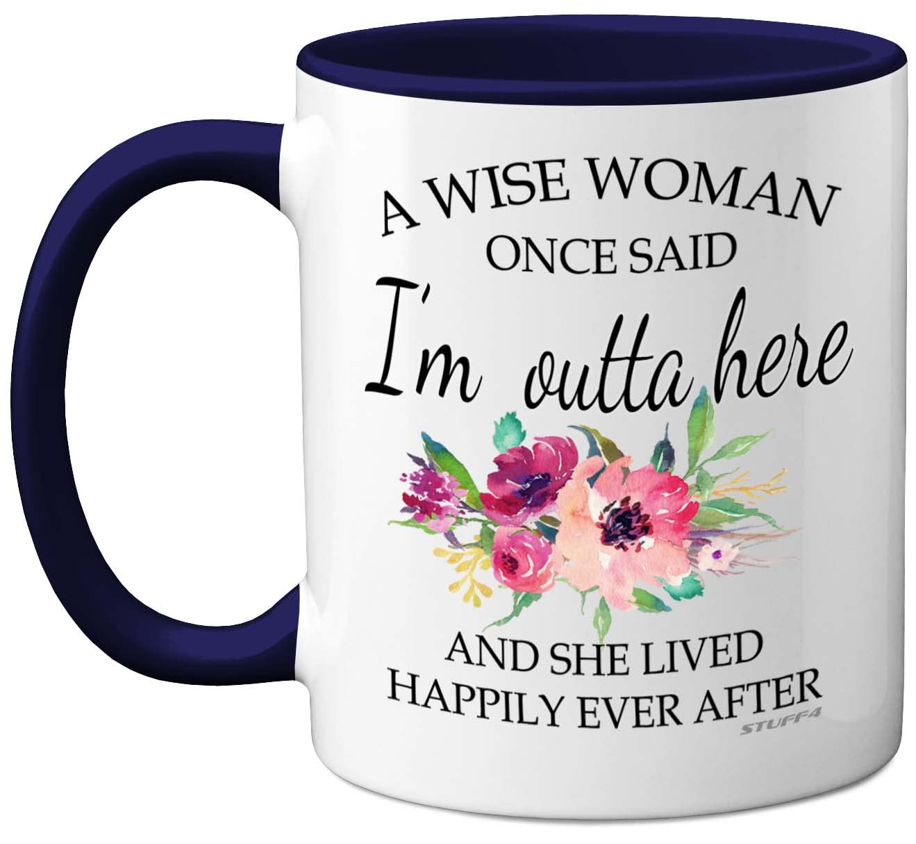 Funny Retirement Gifts for Women - Wise Woman Ceramic Coffee Mug (11oz, Navy Blue) | Dishwasher Safe | Perfect for Colleagues, Birthday & Christmas Presents | Great for Office Farewells & Relaxing Coffee Moments