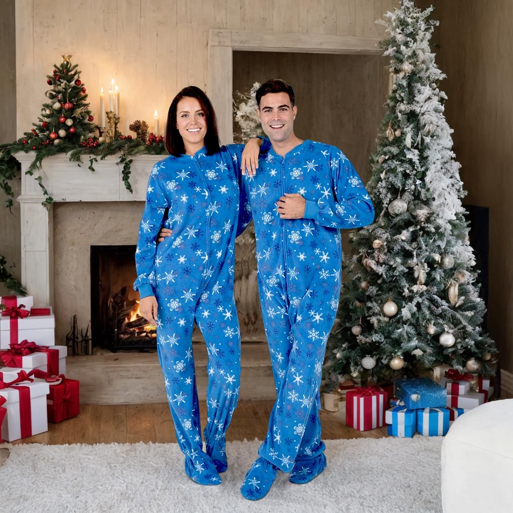 Cozy Adult Footed Pajamas - Fleece One-Piece Pajama Jumpsuit for Men & Women | Warm Unisex Sleepwear for Winter Nights, Lounge Wear & Holiday Gifts