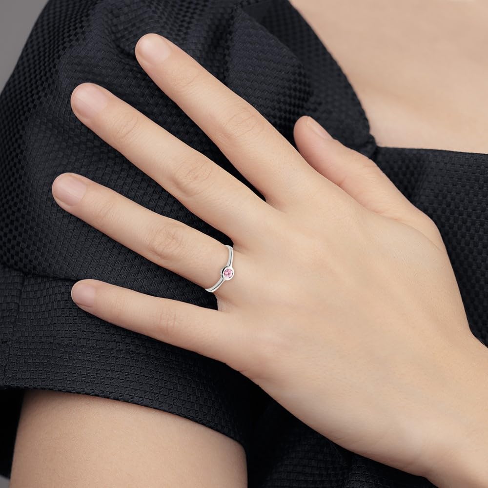 925 Silver Pink CZ Ring for Women - Elegant Gift for Her
