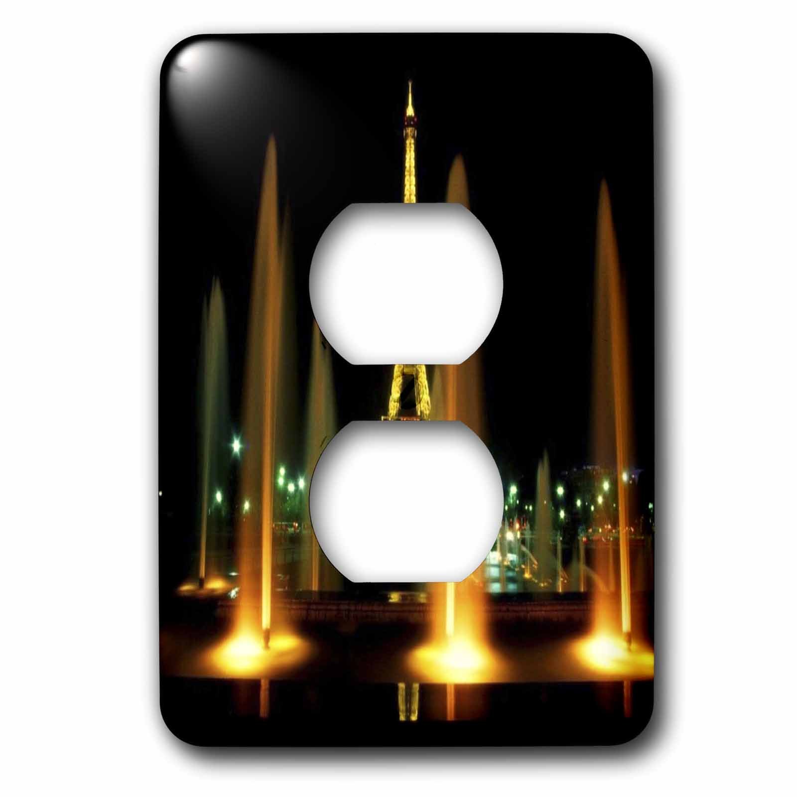 3D Rose Eiffel Tower Nighttime Outlet Cover - Decorative Electrical Outlet Cover for Home, Office & Kitchen Decor - Paris Themed Wall Plate for Living Room, Bedroom & Gifts
