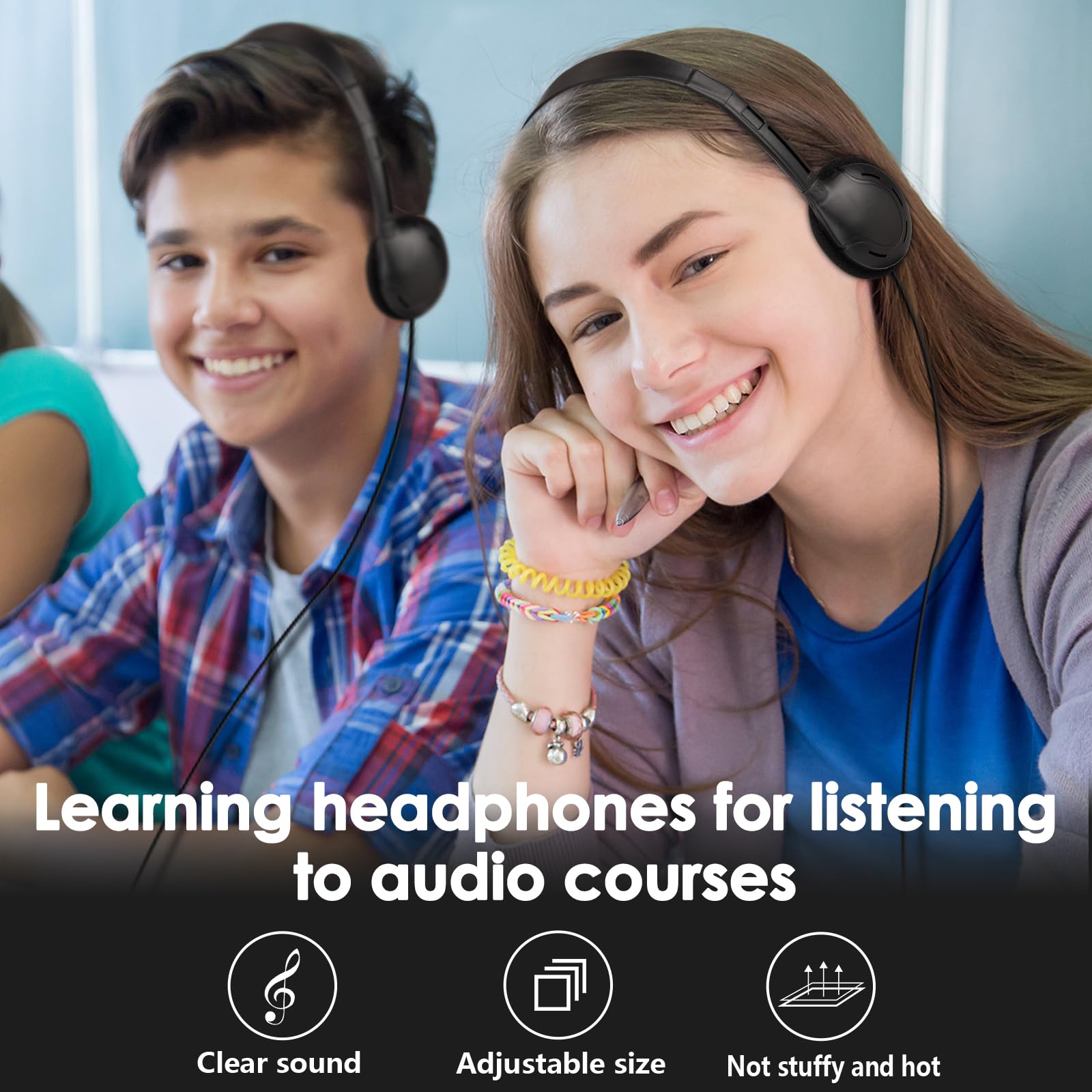 **20 Pack Bulk Kids Headphones for Classroom - 3.5mm Jack Wired Headphones for School Students, Children & Teens - Boys & Girls (Black) - Perfect for Online Learning, Study & Classroom Activities**