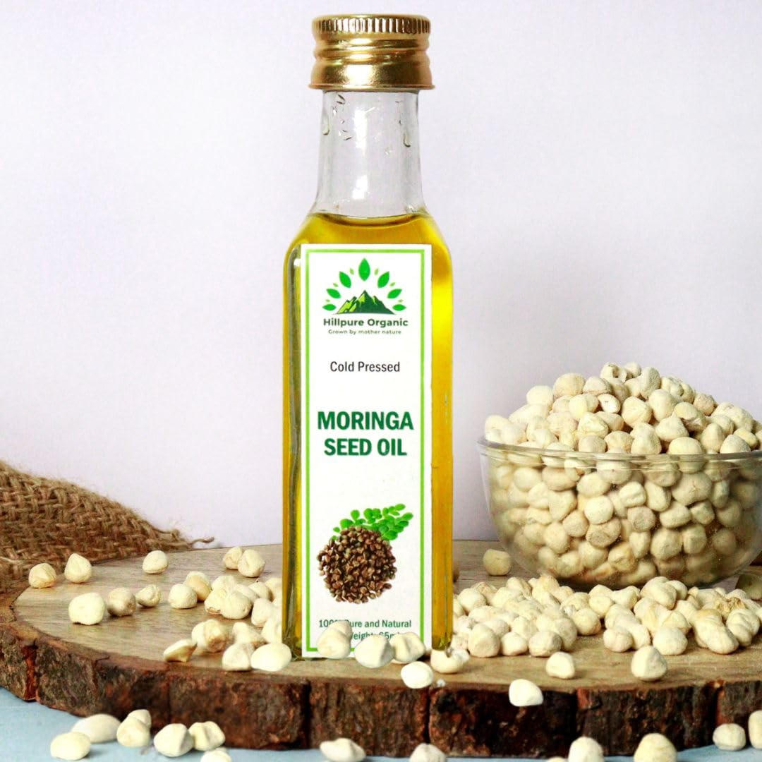 Premium Cold Pressed Moringa Seed Oil - 100% Pure & Natural Organic Face, Hair & Body Oil | Hydrates Skin, Strengthens Hair | Glass Bottle (65ml) | Perfect for Daily Skincare & Haircare Routine