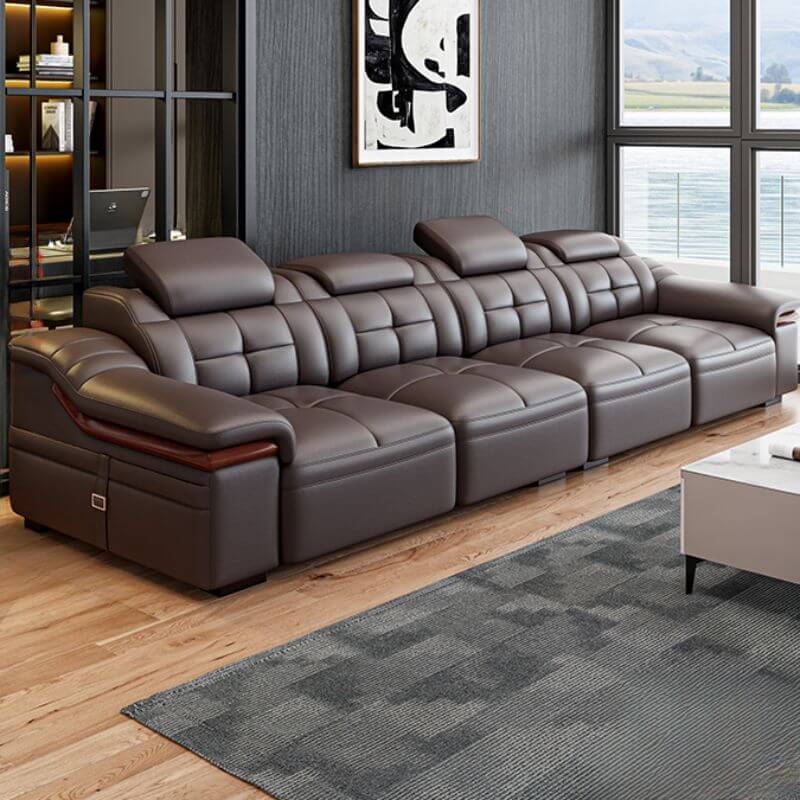 L-Shaped Faux Leather Sofa Chaise - Stain Resistant Sectional Couch with Square Arms (2-Piece/3-Piece Set, Left-Facing) - Perfect for Living Rooms, Home Theaters, and Modern Apartments