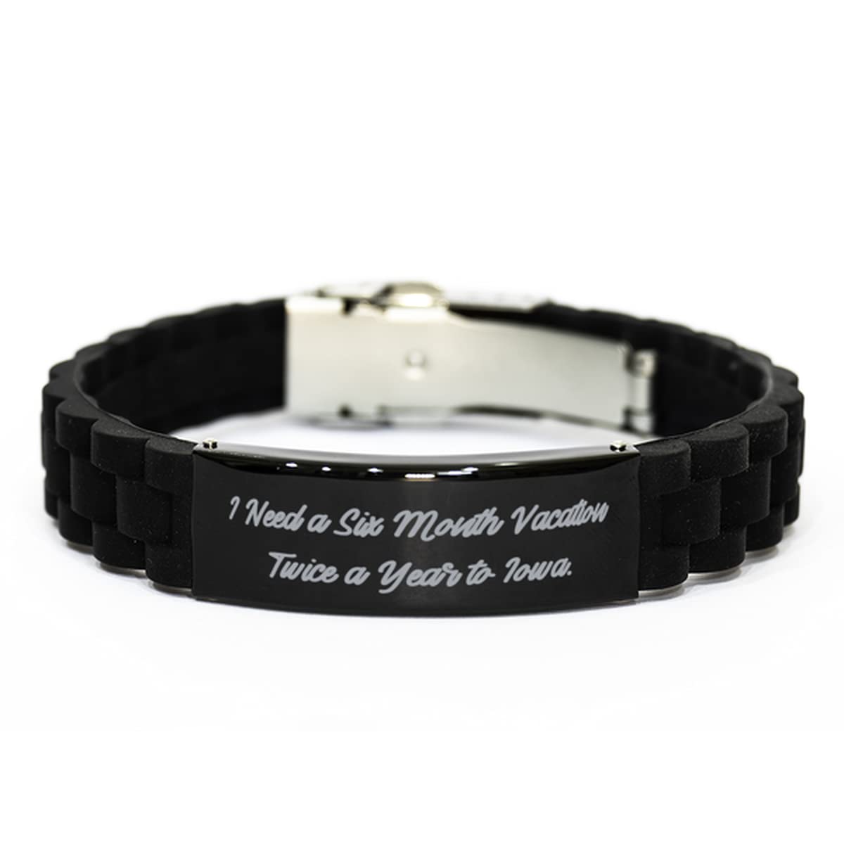 Iowa Black Glidelock Clasp Bracelet - Engraved Adjustable Bracelet for Women | Perfect Iowa Souvenirs & Gifts for Birthday, Anniversary | Great for Travel, Everyday Wear & Special Occasions