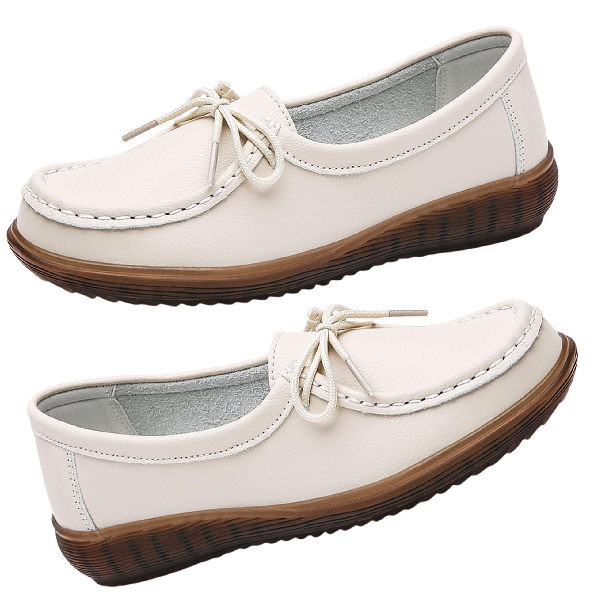 HESBITEUL Women's Casual Penny Loafers - Slip On Driving Moccasins Comfortable Flat Shoes with Bowknot for Walking, Work & Everyday Wear