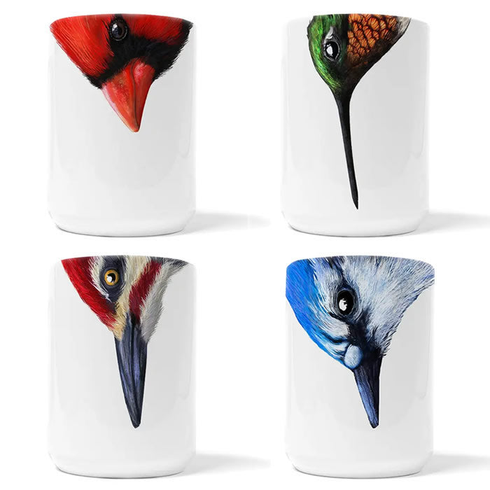 Wild Bird Beak Coffee Mugs - Set of 4 Unique Handmade Ceramic Cups for Bird Lovers | Perfect for Tea, Coffee & Hot Chocolate at Home or Office