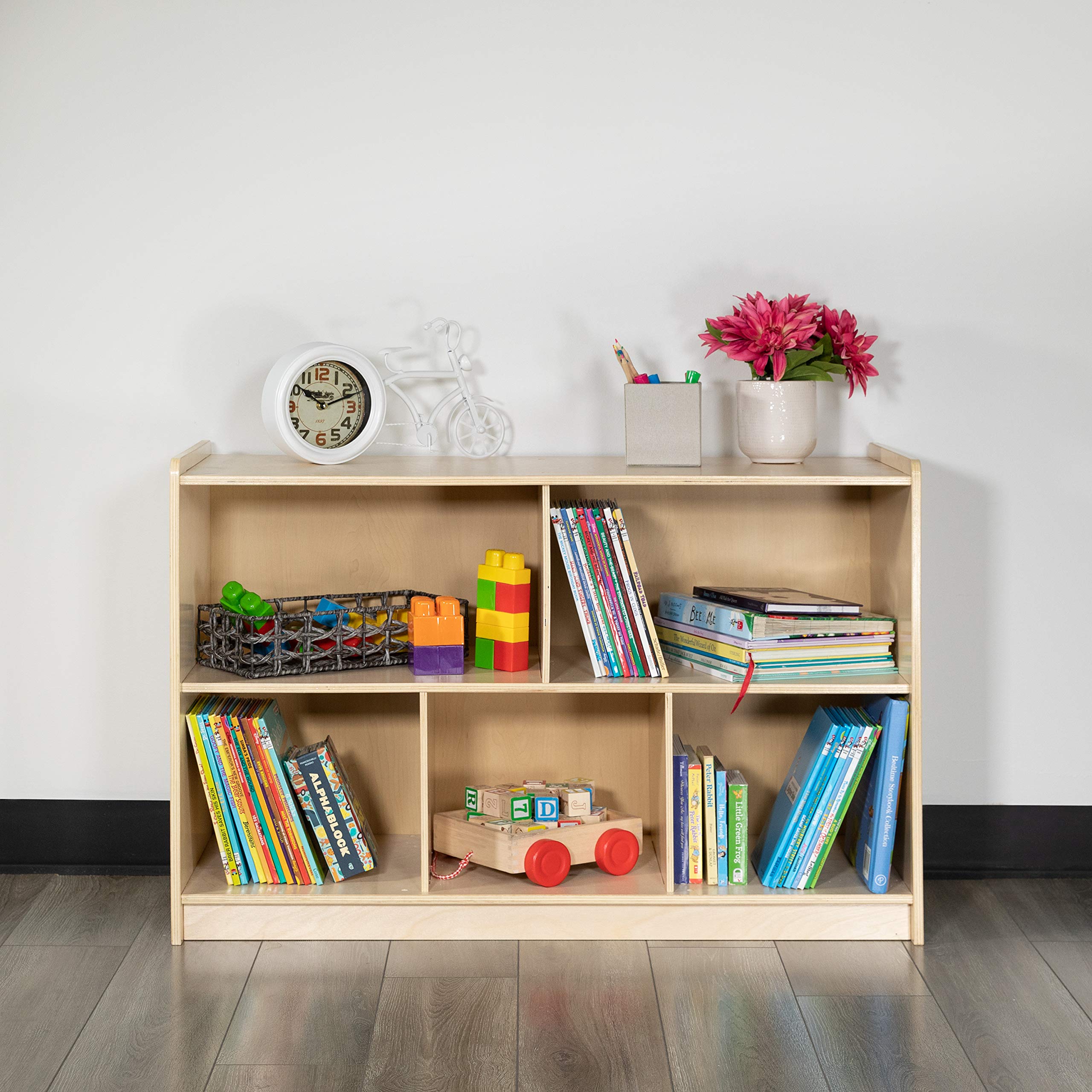 Wooden 5-Section Classroom Storage Cabinet for School, Office & Home - Safe, Kid-Friendly Design - 24