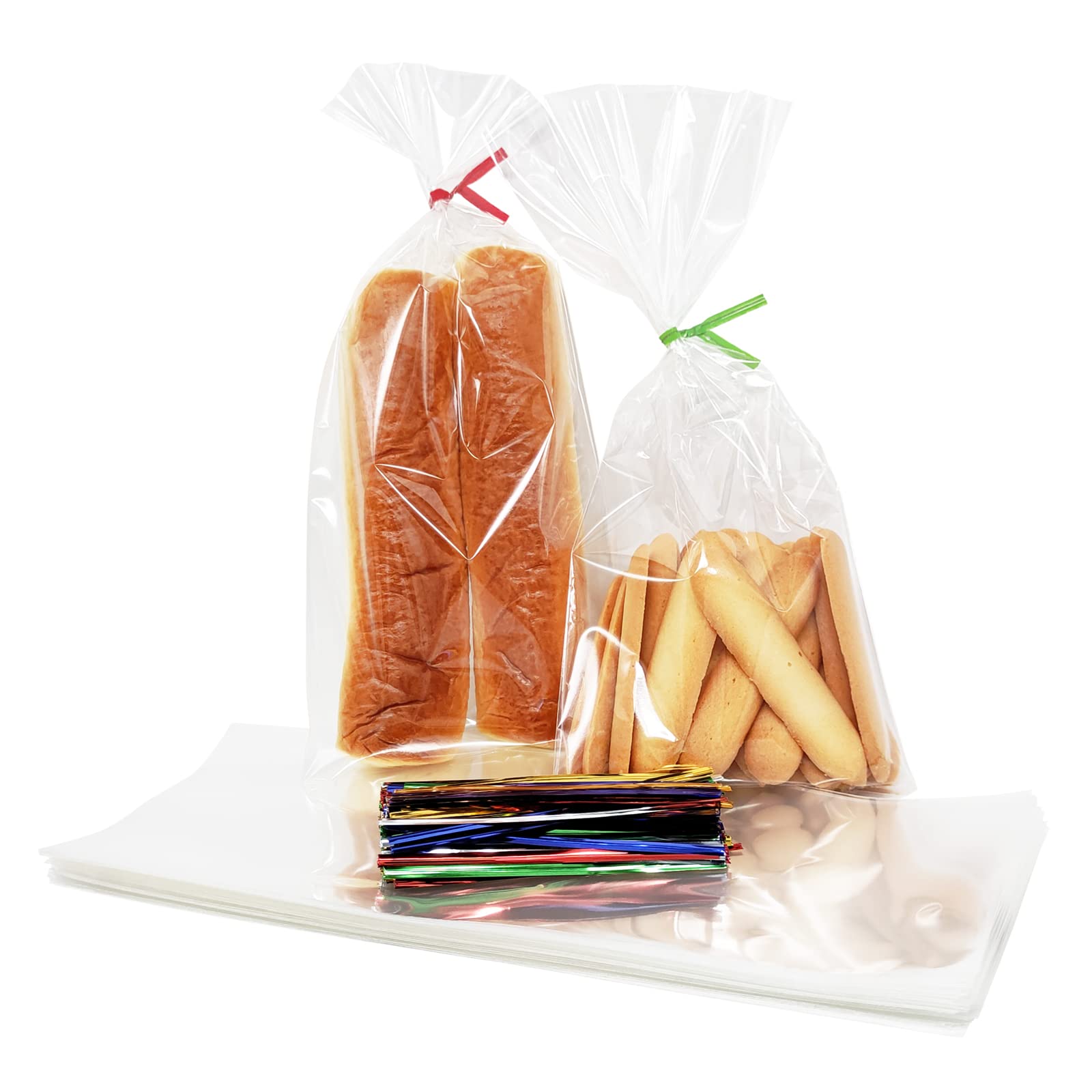 100PCS Clear Cellophane Bags 5x11 Inches with 4