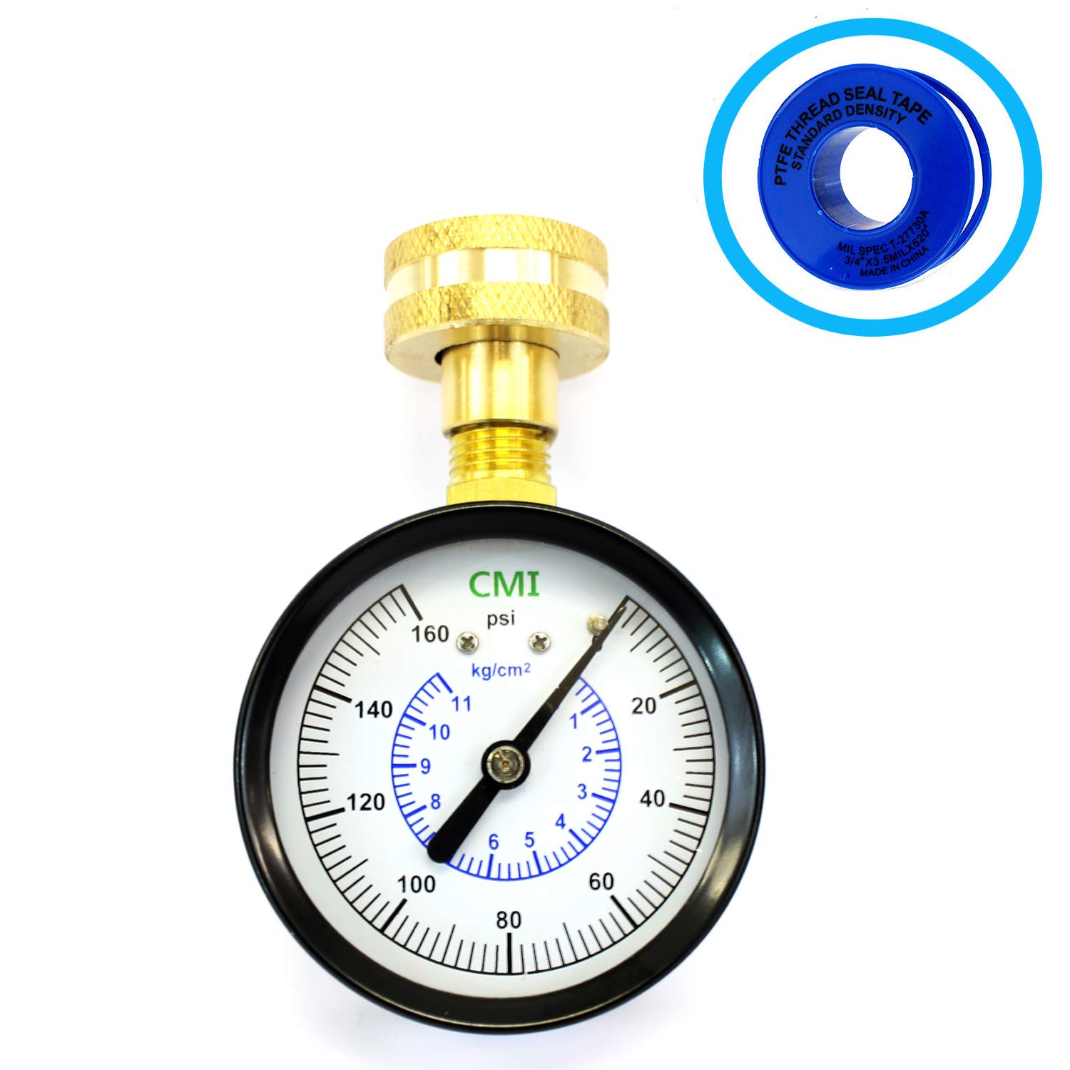 **0-160 PSI Water Pressure Test Gauge with 3/4