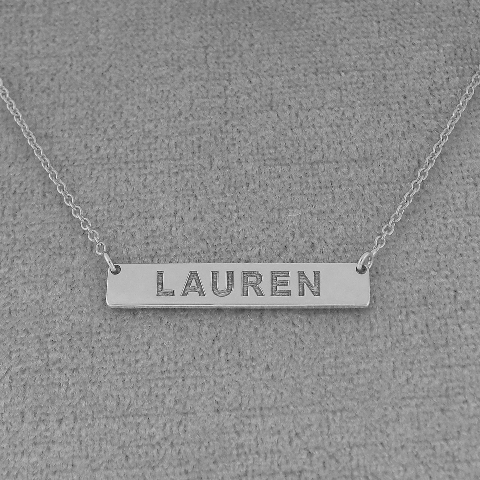 1 Inch Small Tiny Horizontal Bar Necklace - Solid 14K Yellow or White Gold - Deep Laser Engraved Custom Name - Perfect for Gifts, Anniversaries, and Personalized Jewelry