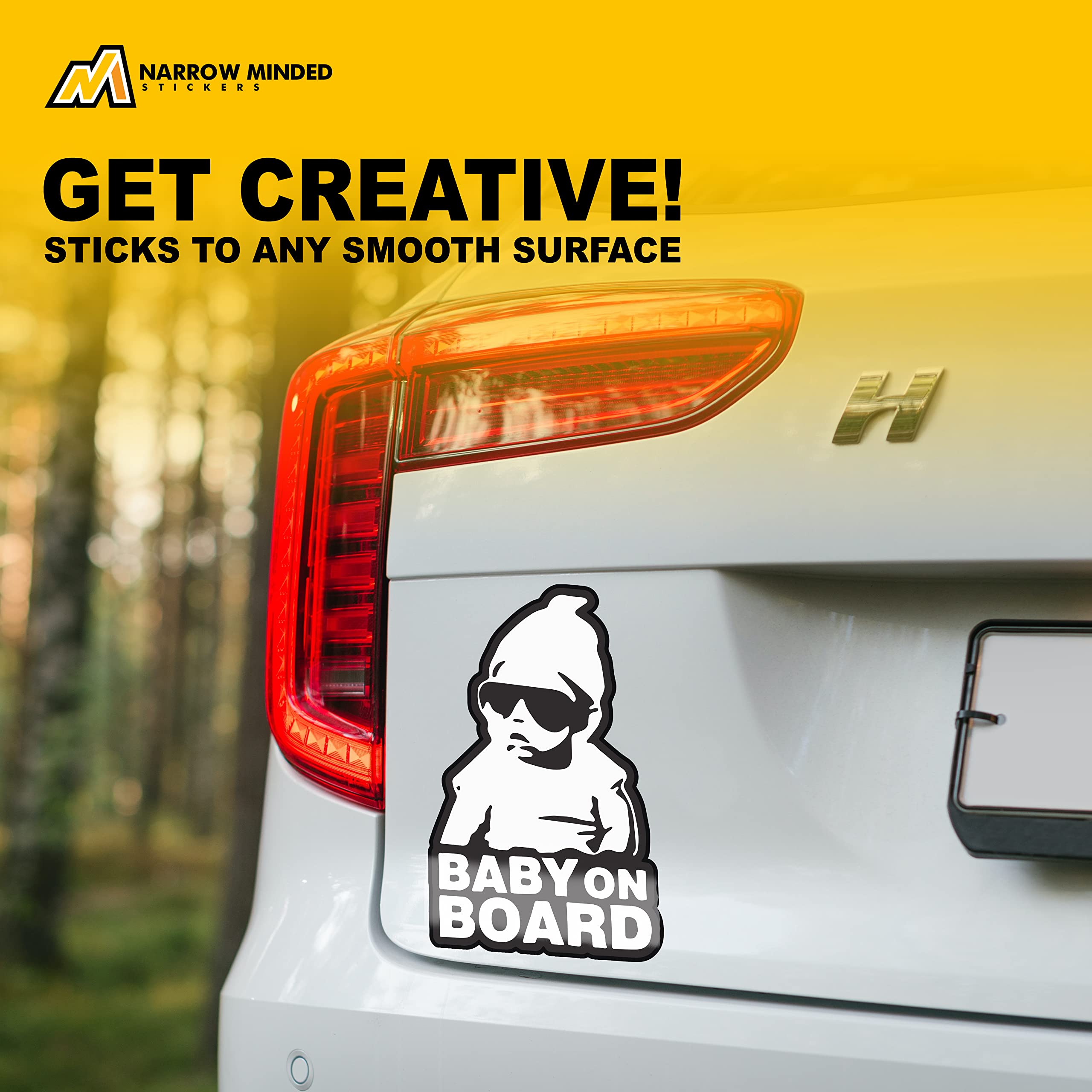 Funny Baby on Board Car Sticker - 2 Pack Vinyl Decals (Black & White) | Cute Hangover-Inspired Baby Carlos Design for Safe Family Driving & Parenting Humor