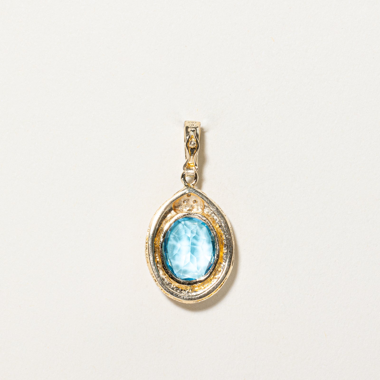 14K Gold Oval Cut Blue Topaz & Diamond Pendant Necklace | 4.00ct Natural Topaz, 0.015ctw Diamonds | Elegant Jewelry Gift for Women, Perfect for Anniversary, Birthday & Special Occasions