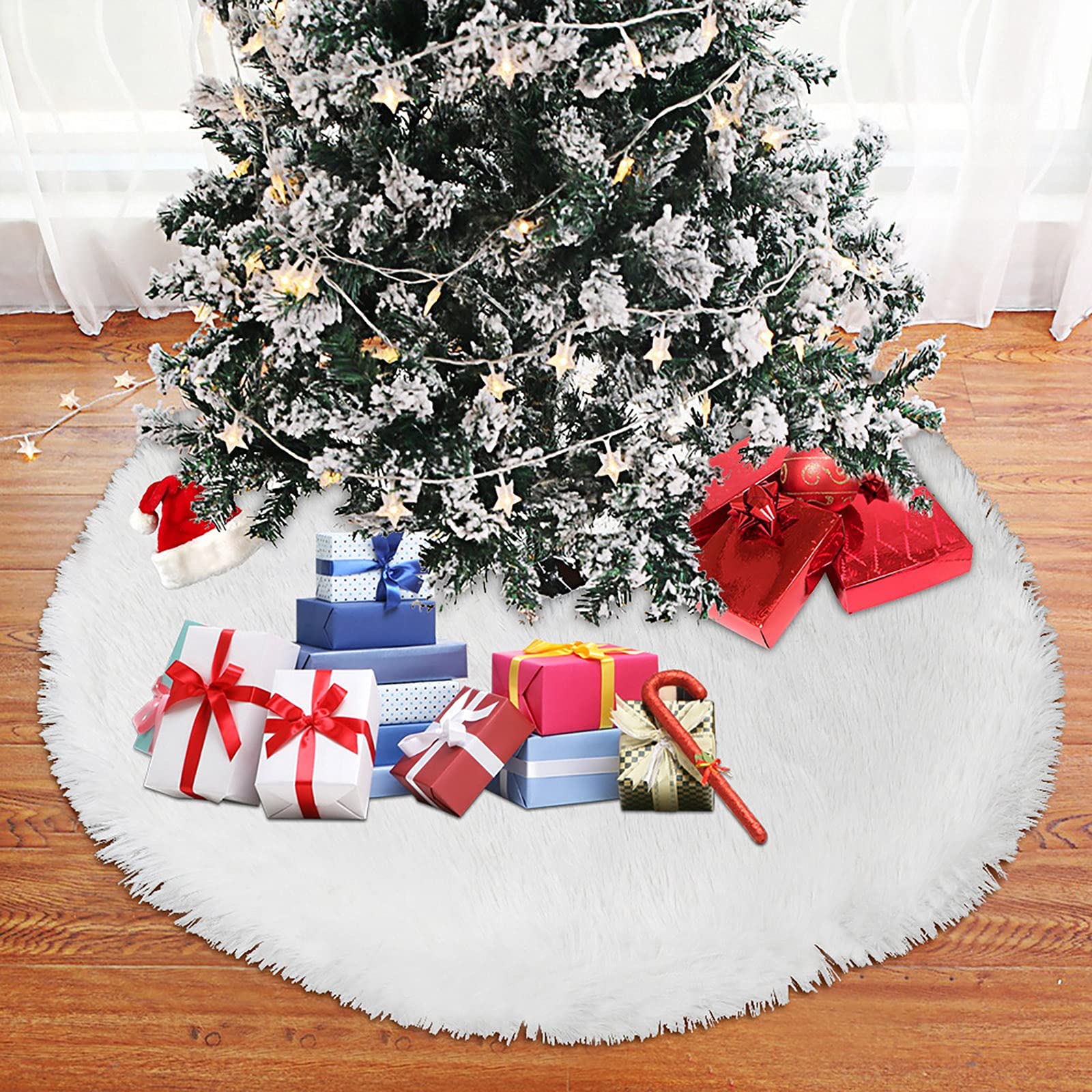 Linen Christmas Tree Skirt - 90cm Soft Ornament for Holiday Decor