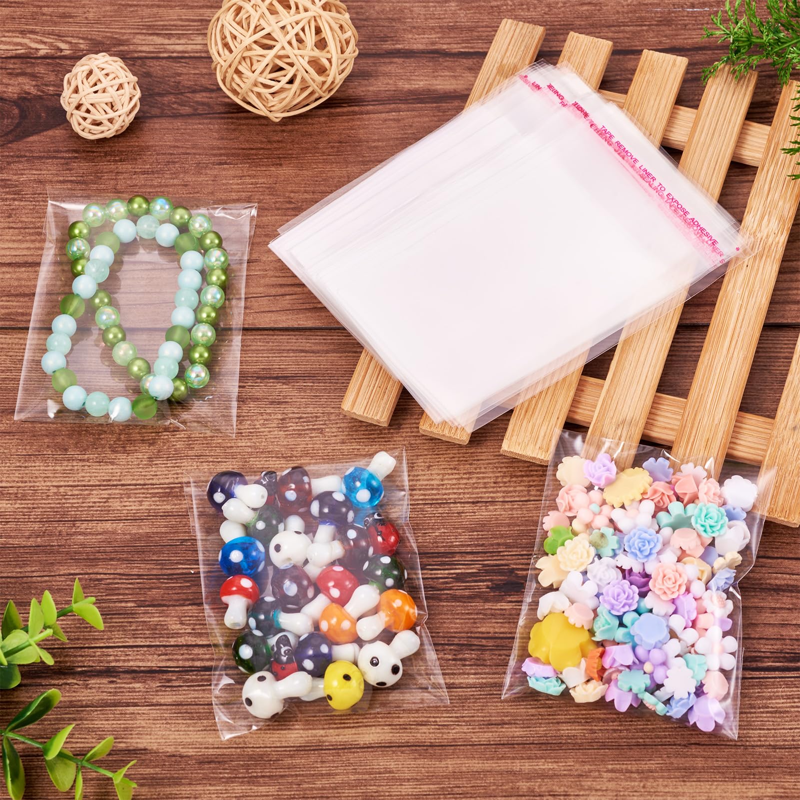1000pcs 3.74x2.76inch Clear Resealable Plastic Bags - OPP Cellophane Self-Adhesive Poly Bags for Bakery, Candy, Soap, Cookies, Chocolate Packaging (95x70mm) | Perfect for Food Storage, Gift Wrapping & Small Item Organization