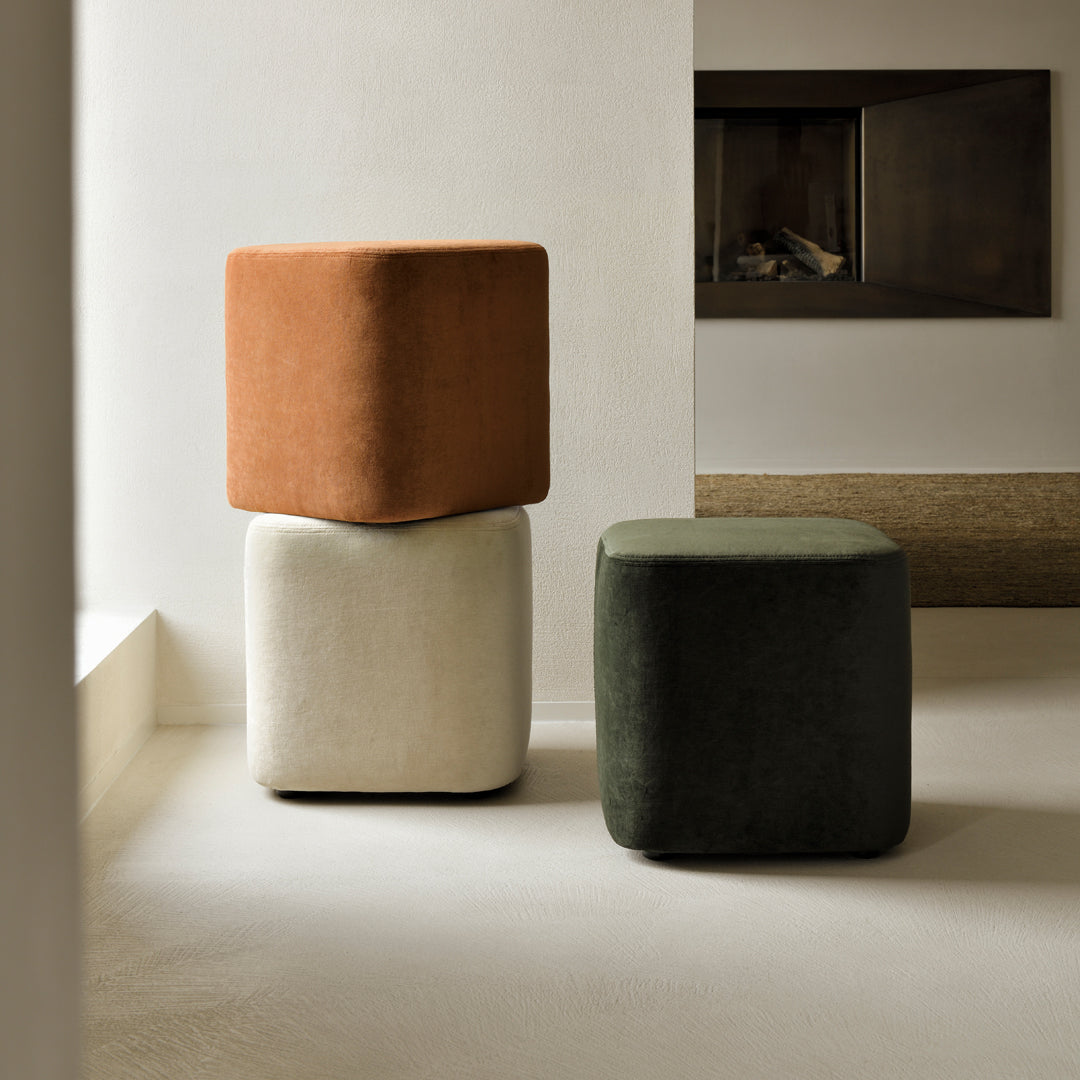 Jacques Deneef Cube Pouf by Ethnicraft - Modern Handwoven Ottoman Stool for Living Room, Bedroom & Outdoor Use