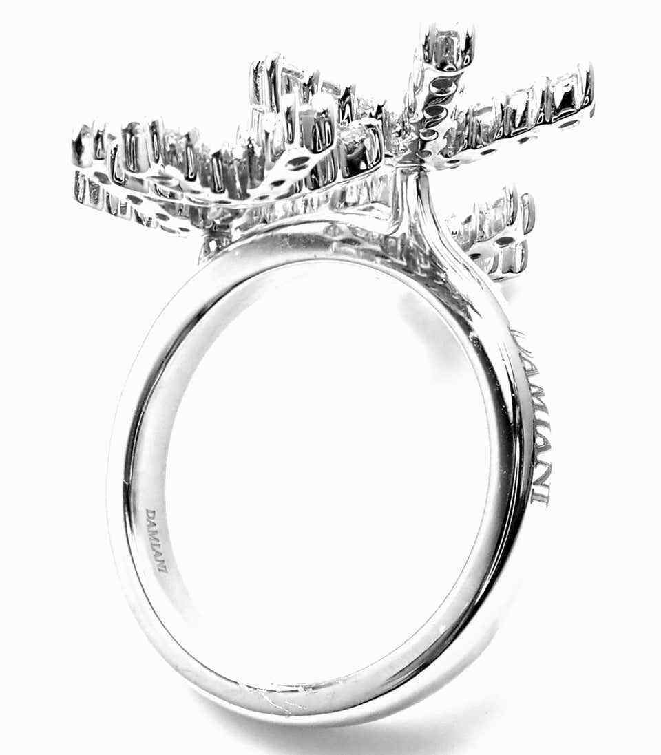 Authentic Damiani Diamond Flower 18k White Gold Cocktail Ring for Women - Elegant Statement Jewelry for Parties, Weddings & Special Occasions
