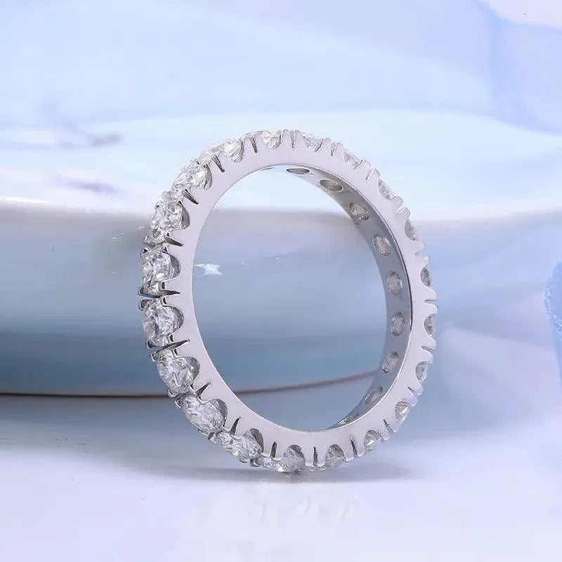 14K White Gold Round Moissanite Eternity Band 2.5mm 1.5ctw DF Color for Women - Perfect Wedding Ring, Anniversary Gift & Everyday Luxury Jewelry