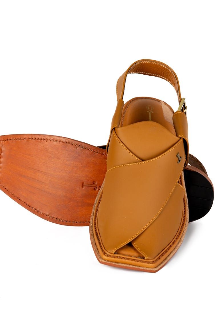 Premium Brown Peshawari Chappal by J. Junaid Jamshed - Handmade Leather Sandals for Men - Comfortable & Stylish Footwear for Casual Wear, Weddings & Cultural Events