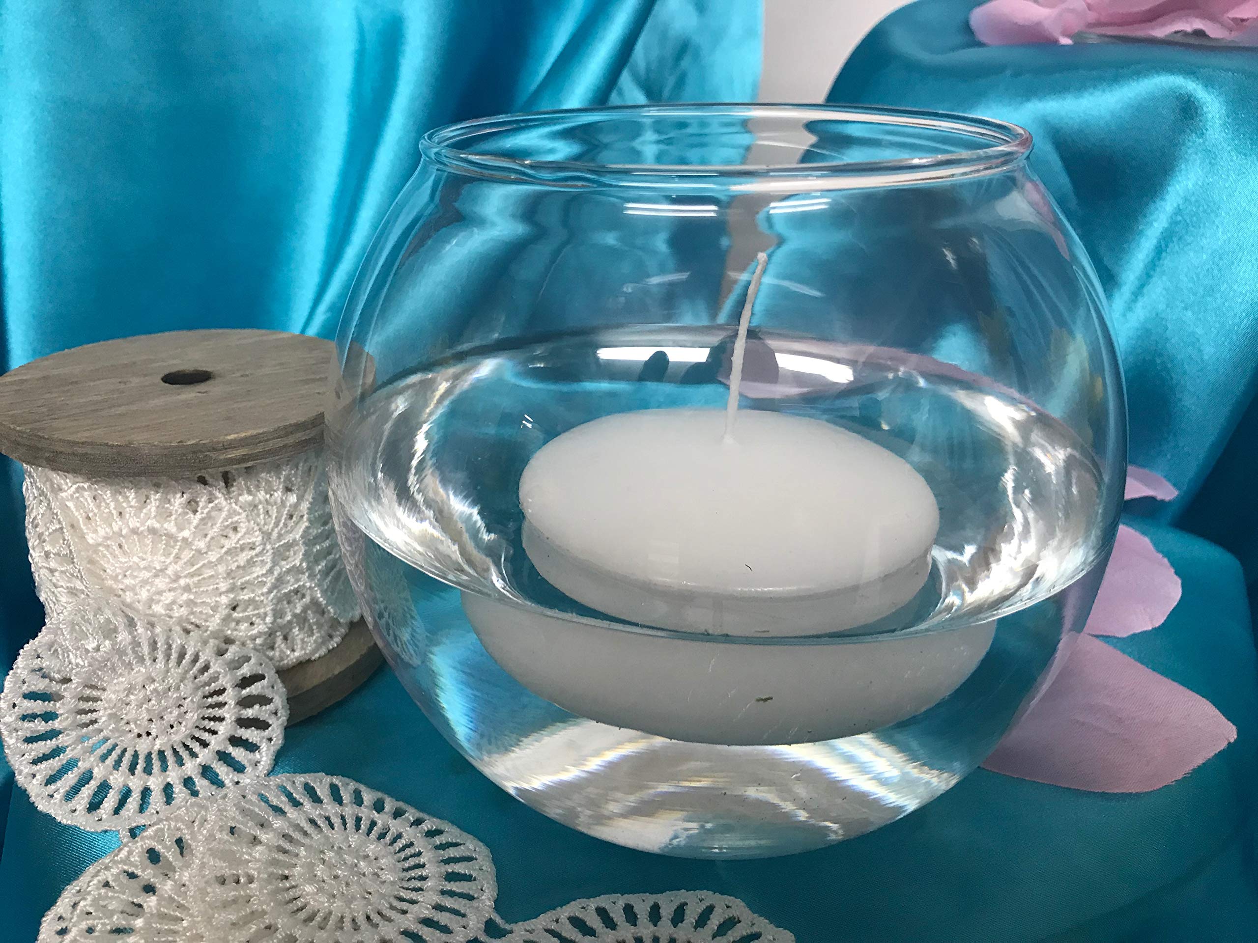 Premium Rose Bowl & Flower Guide Booklet - Elegant Small Glass Round Vase for Wedding Centerpieces, Event Decor, Floral Arrangements, Home & Office Decoration - Perfect for Romantic Weddings, Dinner Parties & Interior Design