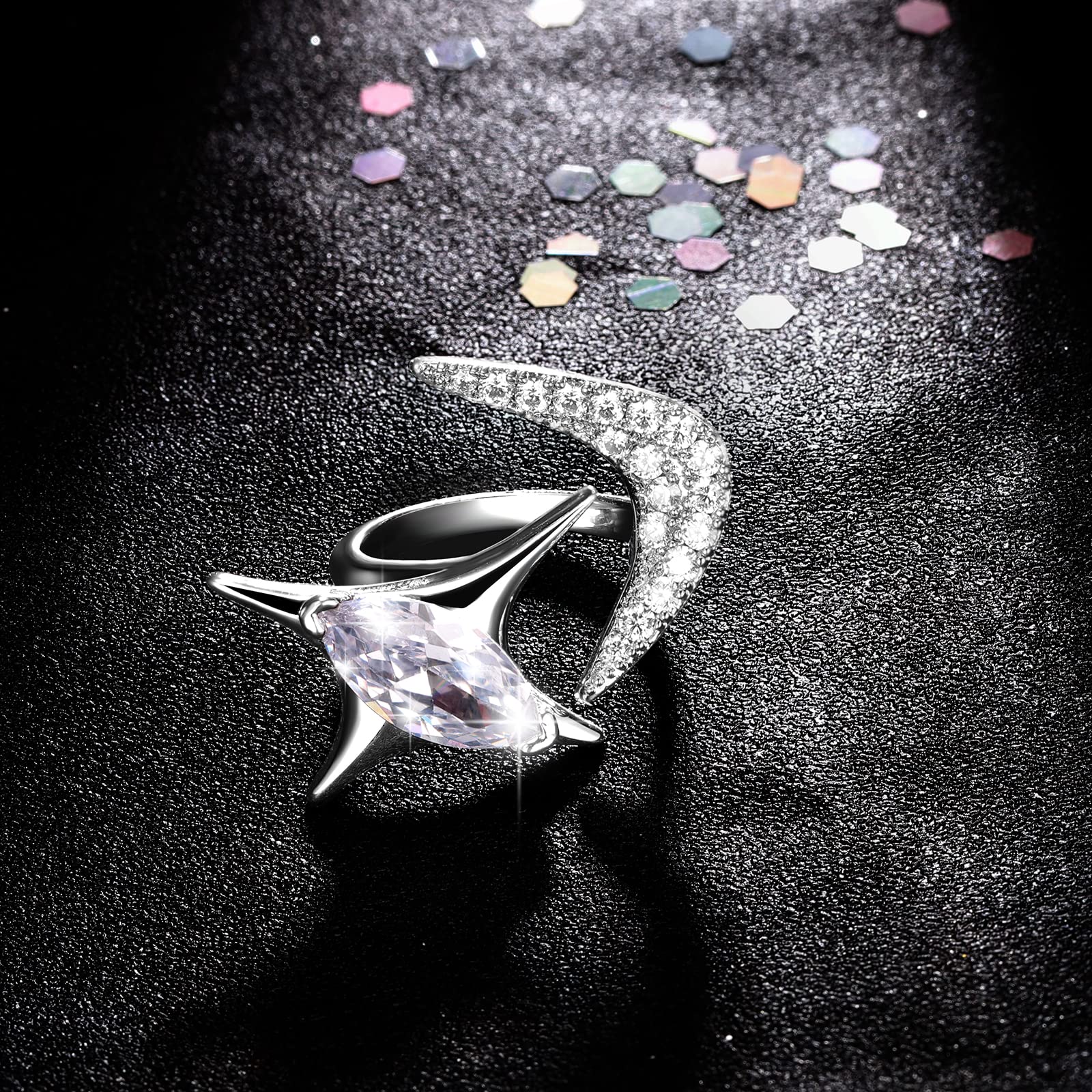 Zirconia Open Ring for Women - Elegant Mother's Day Jewelry Gift for Wife & Mom | Fashionable Statement Ring for Date Night & Special Occasions