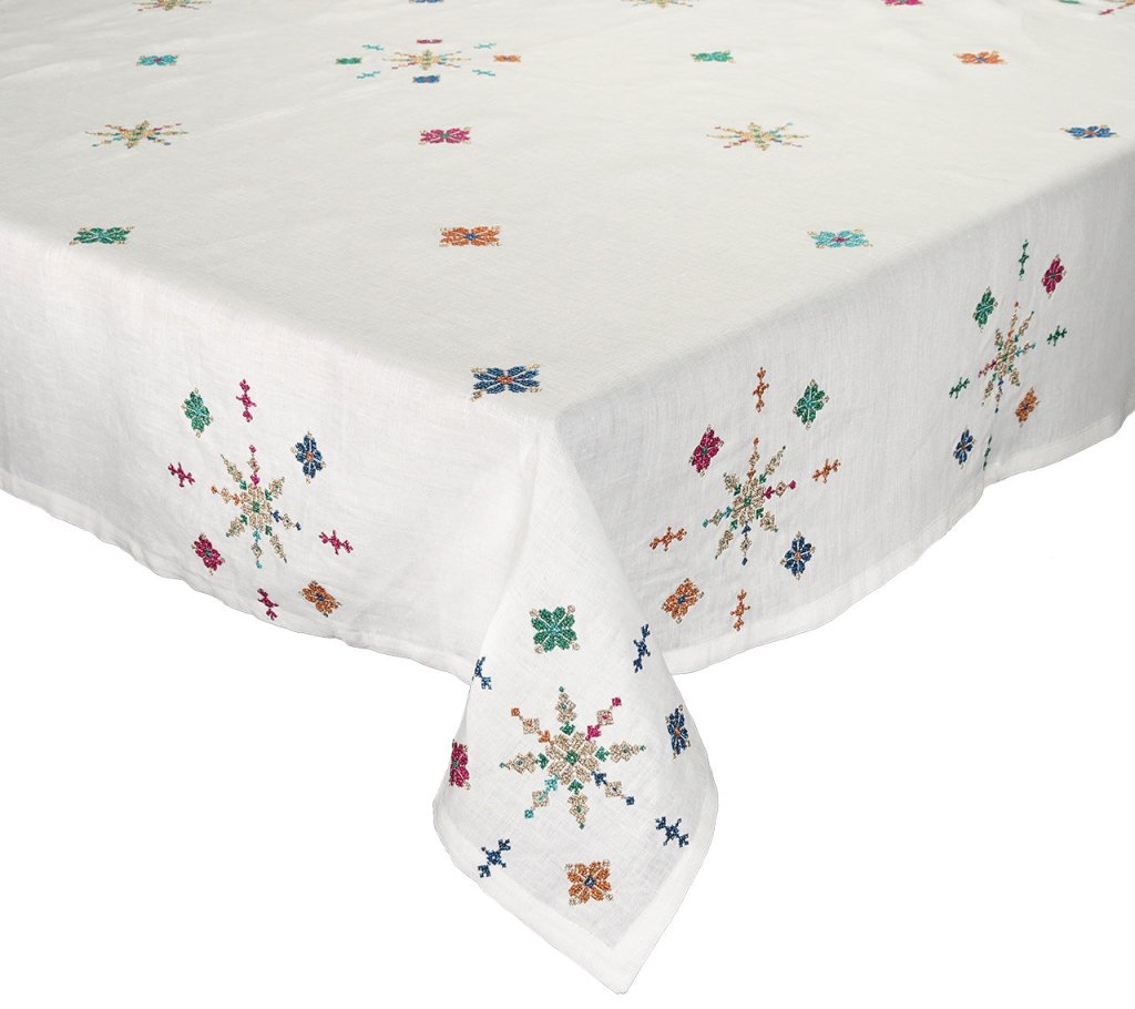 Elegant White and Gold Fez Tablecloth - Premium Quality Polyester Table Cover for Dining, Parties, and Special Events