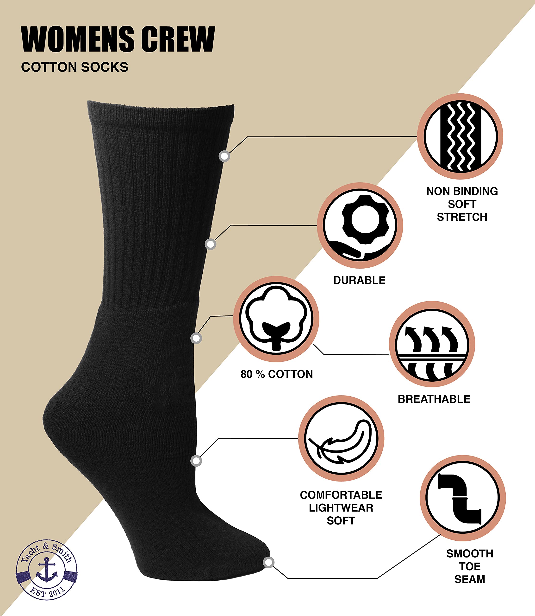 300 Pairs Unisex Cotton Crew Socks - Bulk Wholesale Pack for Homeless Shelter Donations | Soft Comfortable Socks for Daily Wear, Work & Charity Giving