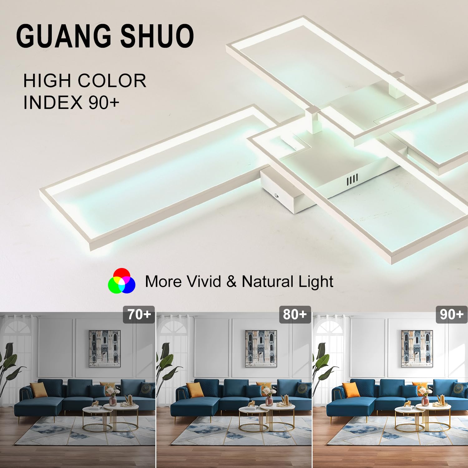 Guang Shuo LED Ceiling Light - Dimmable Modern LED Light Fixture with Remote Control for Living Room, Bedroom & Dining Room | Energy-Efficient Home Lighting Solution for Indoor Spaces