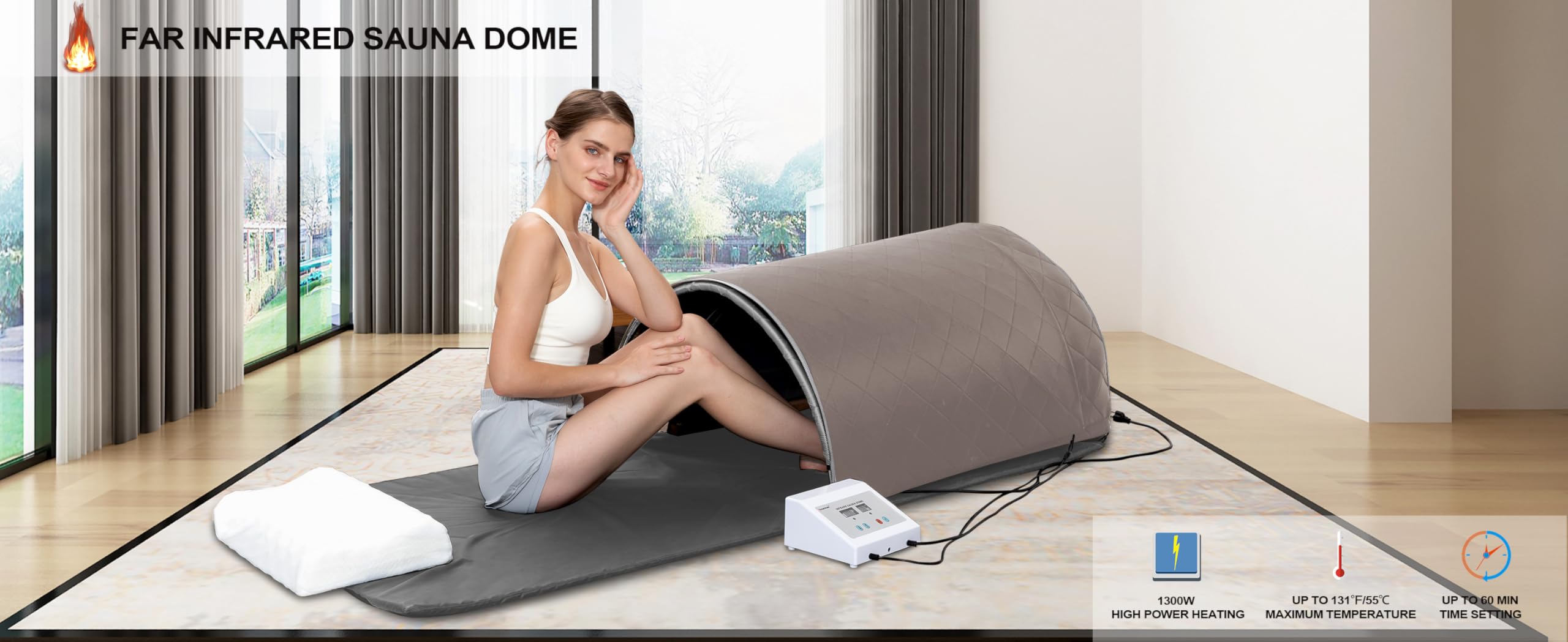 ZONEMEL Portable Infrared Sauna Dome for Home Spa - 360° Full Body Coverage Carbon Heating Therapy with Pillow & Mat - Dry Heat Sauna for Relaxation, Detox & Pain Relief - Perfect for Home Wellness & Recovery