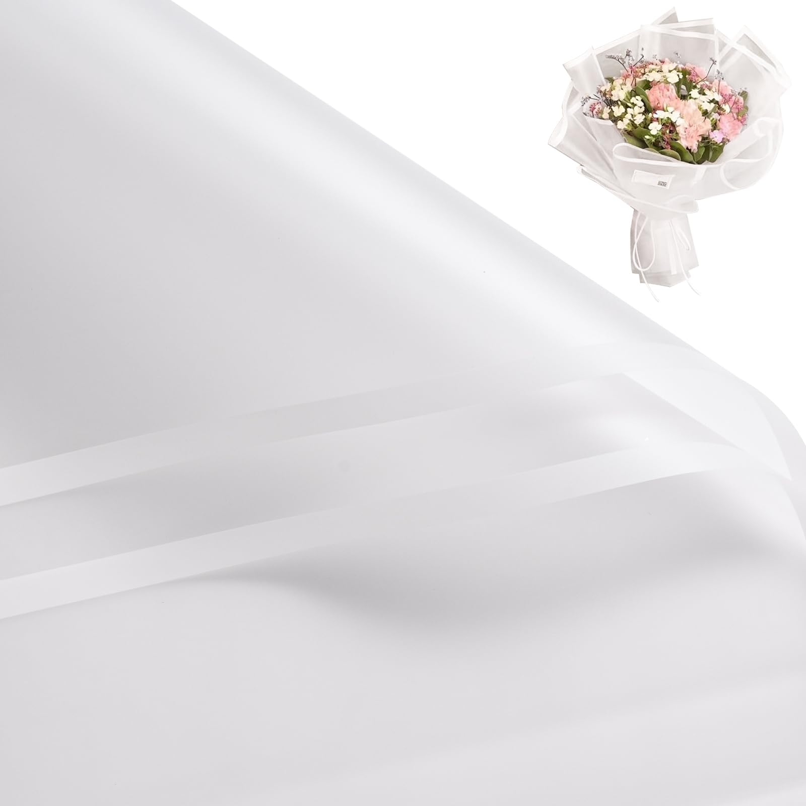 RUSPEPA 20 Sheets Waterproof Floral Wrapping Paper - White Bouquet Gift Wrap for Birthdays, Weddings, Parties & DIY Crafts | Florist Supplies for Flower Arrangements & Gift Packaging