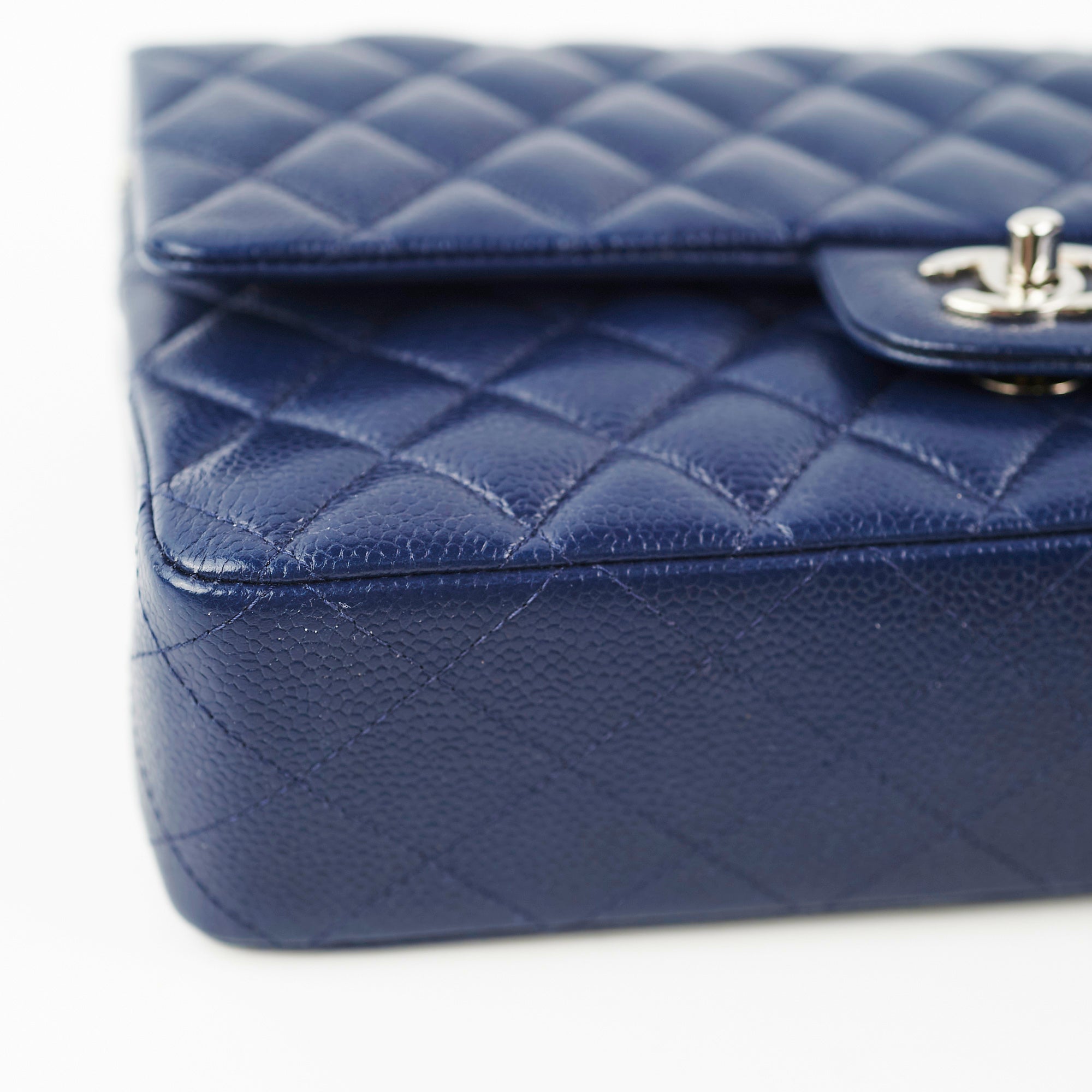Chanel Classic Flap Medium/Large Caviar Leather Shoulder Bag in Blue | Luxury Designer Handbag for Women | Perfect for Work, Evening Events & Special Occasions