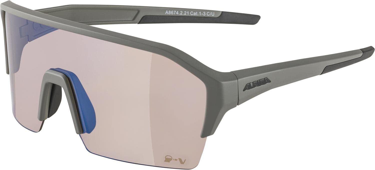ALPINA RAM HR Q-LITE V Sports Sunglasses for Men & Women - Lightweight Polarized Cycling Running Golf Glasses - Moon Grey Matte Frame - UV Protection - Perfect for Outdoor Activities & Sports