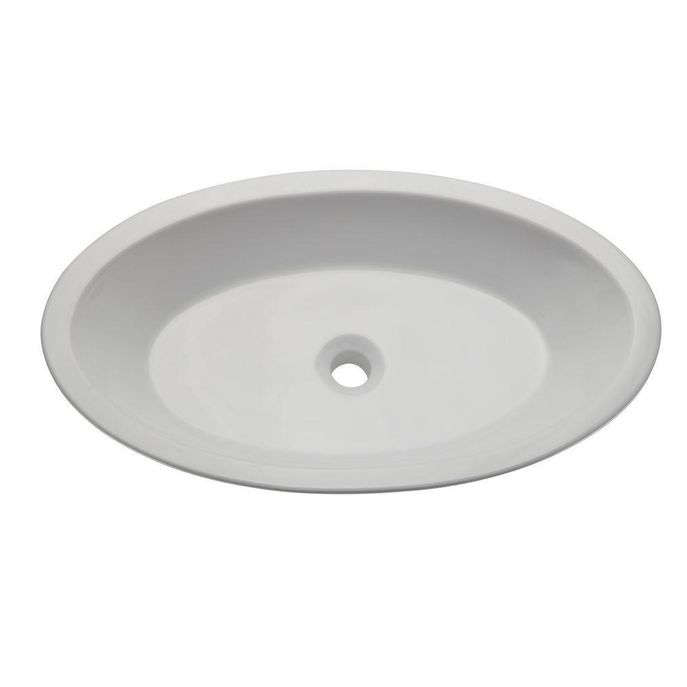 Decolav 1463 CWH Classic Oval Above Counter Bathroom Sink in White - Modern Vanity Basin for Bathroom Remodel & Powder Room Upgrade