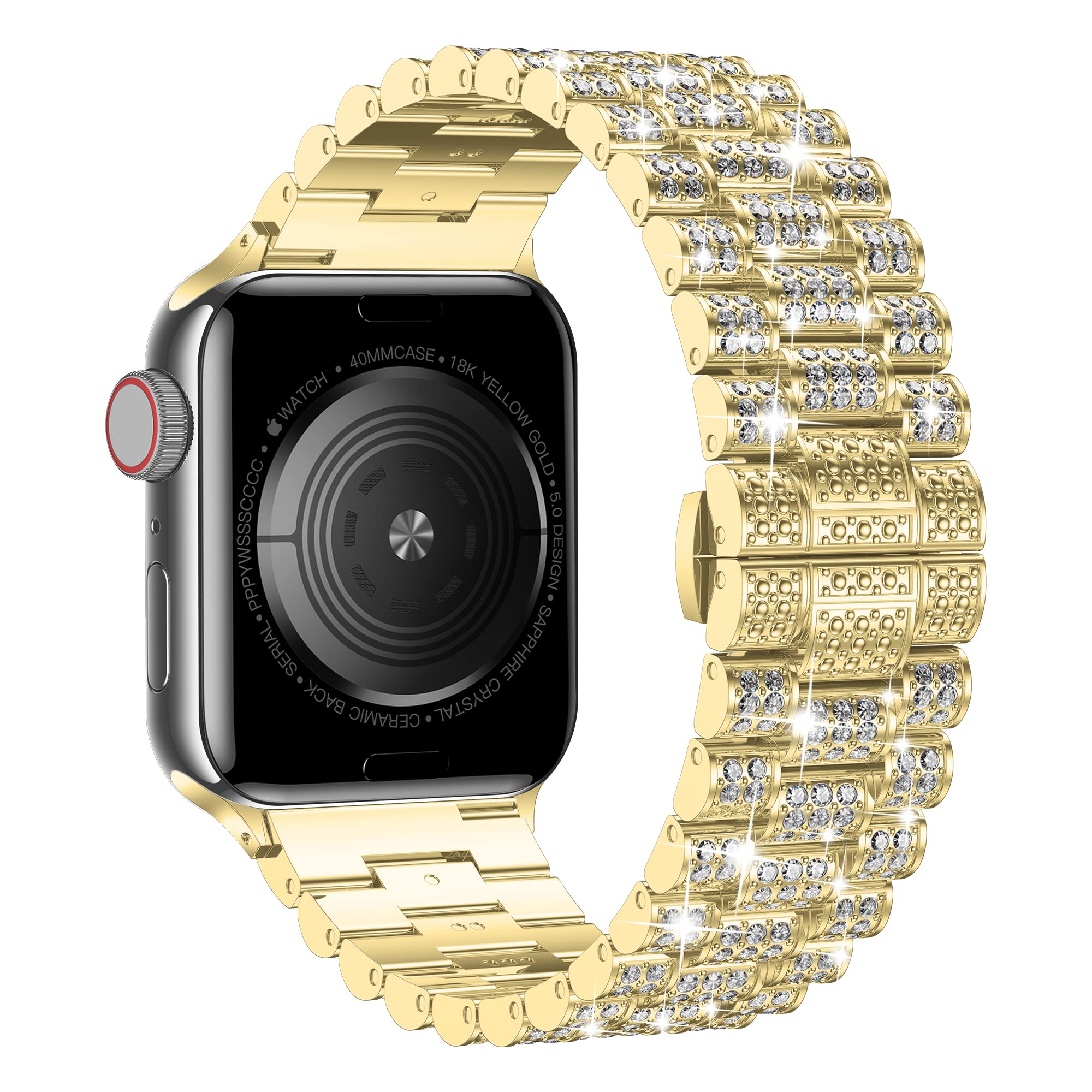 Luxury Diamond Metal Apple Watch Band for Women - Compatible with Series 10/9/8/7/6/SE/5 (38mm-49mm) | Elegant Bling Strap for Daily Wear, Work & Special Occasions