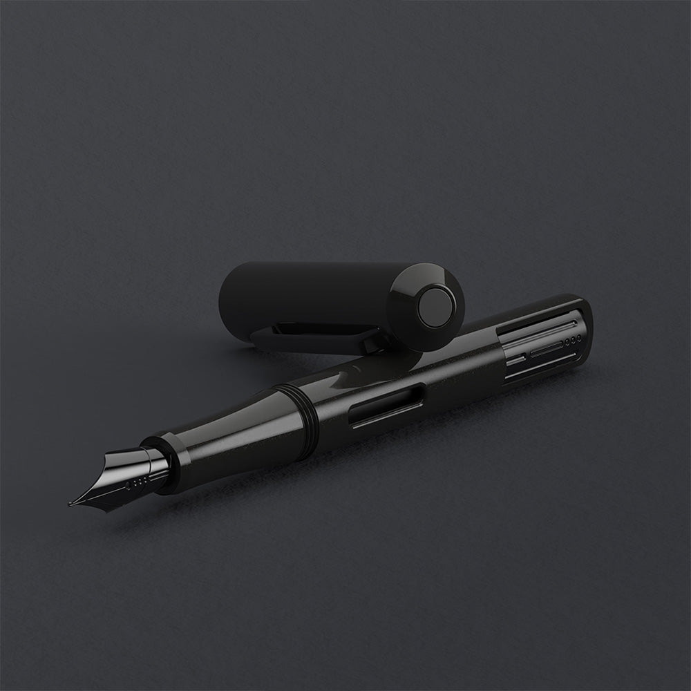 Premium Endless Captiva Stealth Fountain Pen - Smooth Writing Black Ink Pen for Professionals & Students - Perfect for Office, Journaling & Gift Giving