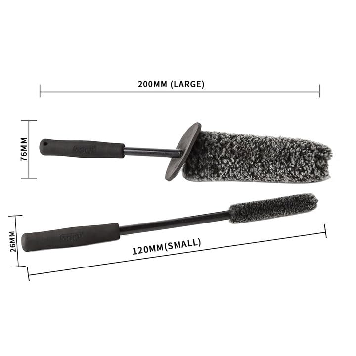 SGCB Tire Brush Kit - Soft Car Wheel & Rim Cleaning Brushes with Anti-Slip Long Handle, Scratch-Free Tire Washing Bendable Brush Set for Cleaning Tire Rims & Spokes - Perfect for Car Detailing, Auto Wash & Wheel Maintenance