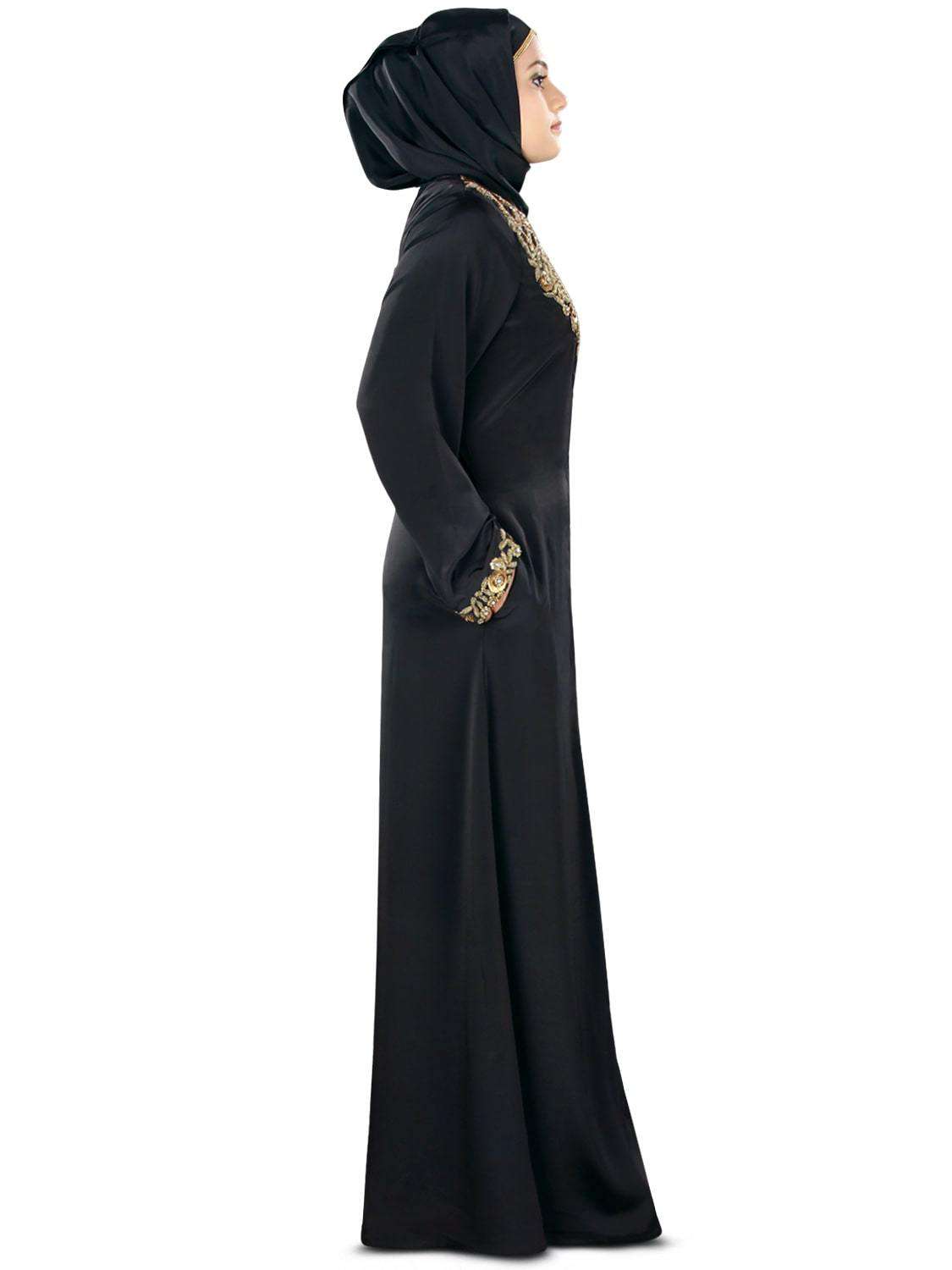 Fiddah Gold Hand Embroidered Burqa - Premium Islamic Veil for Women - Perfect for Prayer, Modest Fashion & Special Occasions