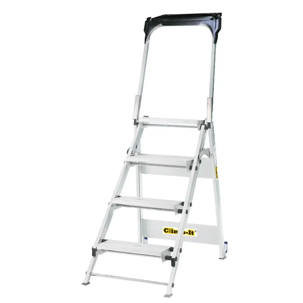 Climb It Easy Slope Aluminum Folding Ladder Steps - Lightweight Portable Step Stool for Home, Garage & Outdoor Use