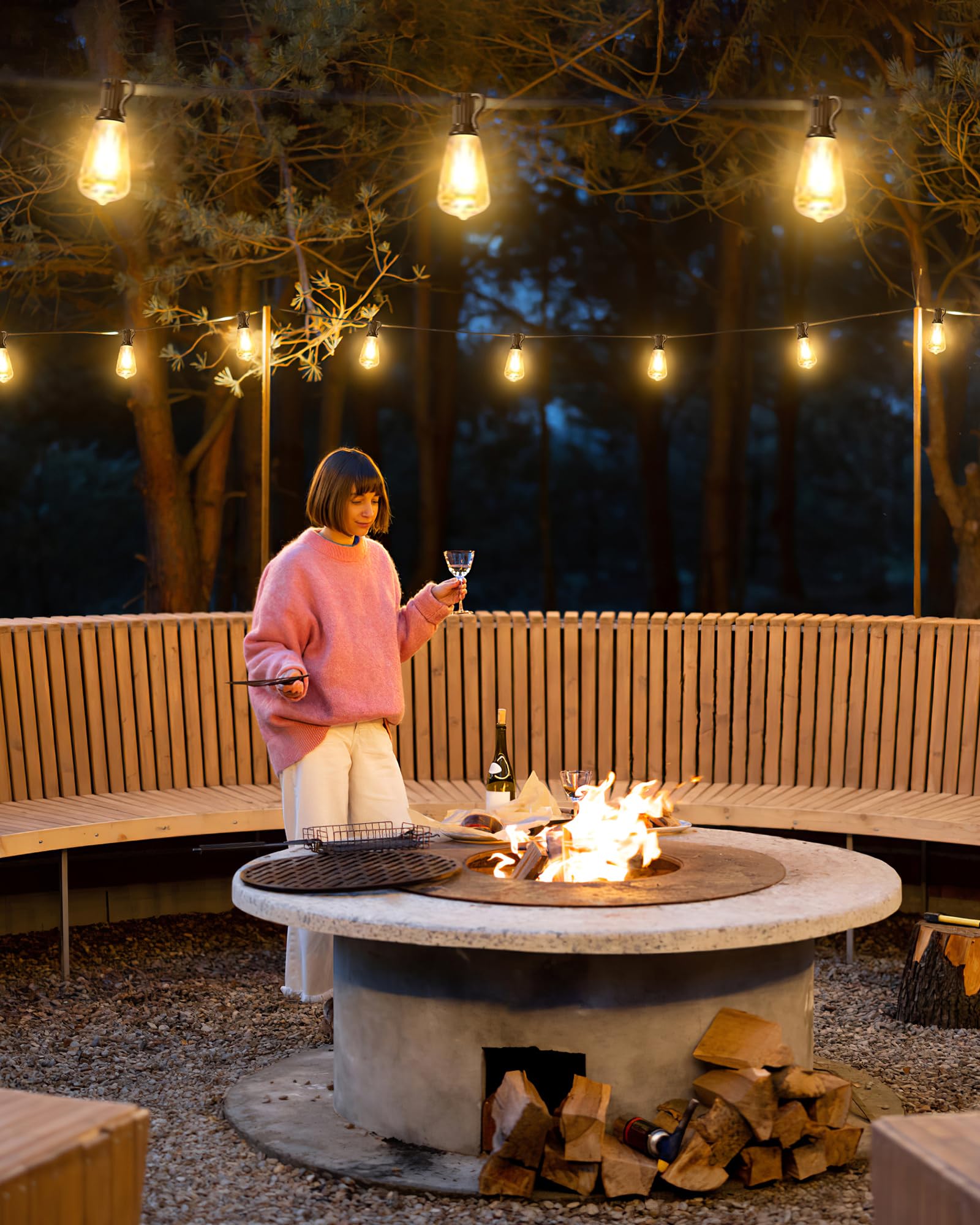 25FT Waterproof Outdoor String Lights with 13 ST38 Edison Bulbs - Black Weatherproof Patio Lights for Porch, Balcony, Backyard, Garden - 2700K Warm White LED Hanging Lights for Romantic Ambiance, Wedding Decor & Outdoor Dining