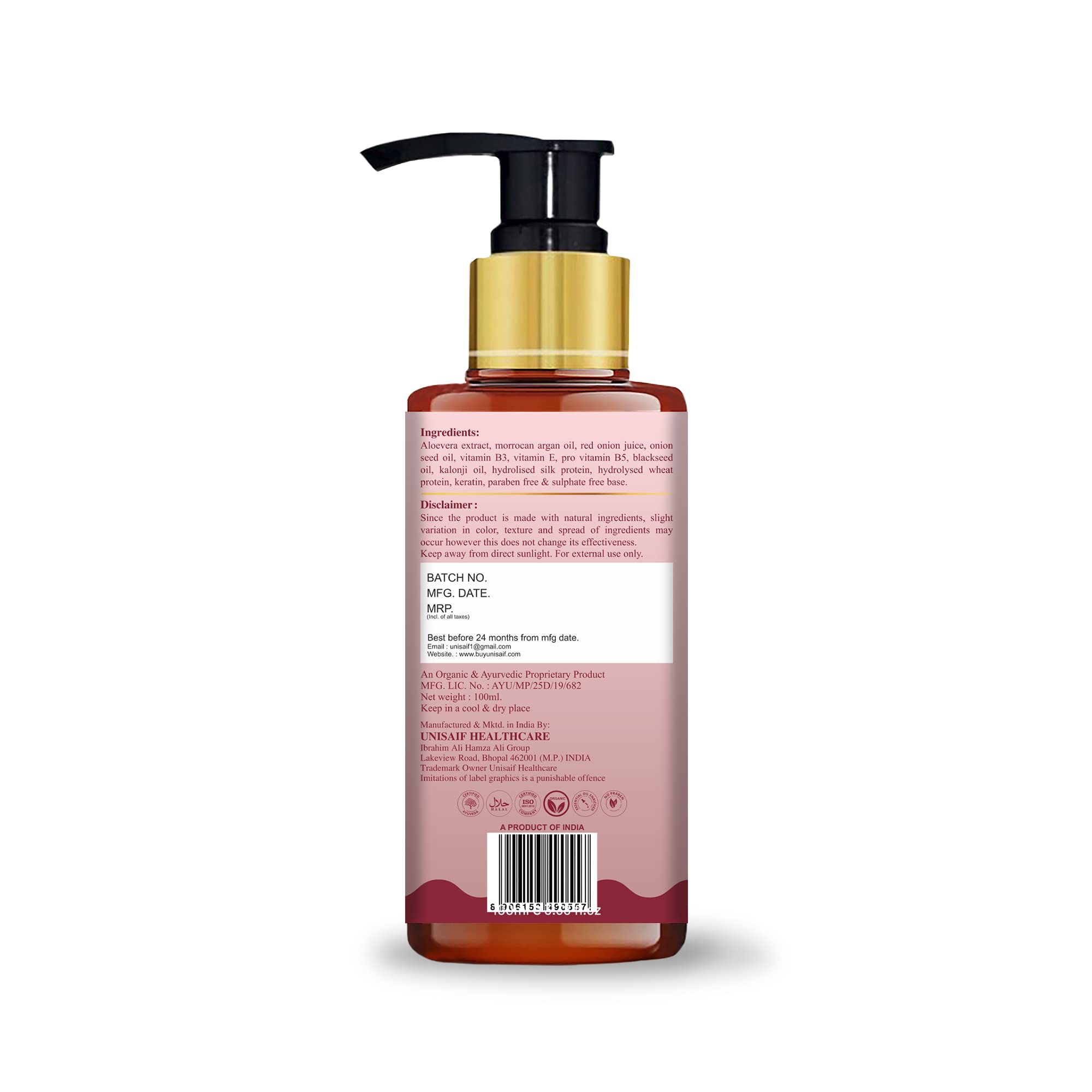 Unisaif Argan Onion Hair Conditioner for Dry & Frizzy Hair - Sulfate Free Deep Conditioning Treatment with Onion Seed Oil & Argan Oil - Promotes Hair Growth, Nourishes & Strengthens - 100ml for Women & Men - Perfect for Damaged Hair Repair & Daily Hydration