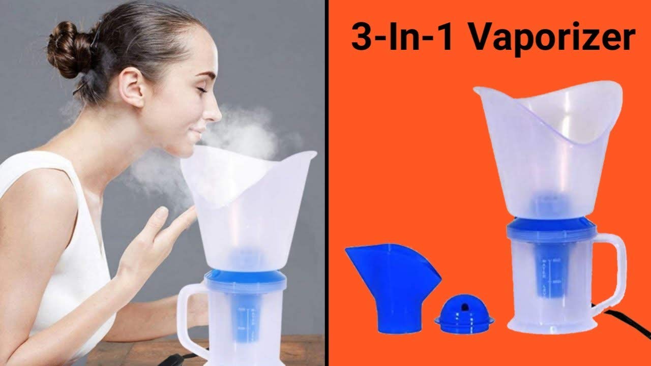 ImegaZ 3-in-1 Steam Vaporizer for Cold & Cough Relief - Nasal Steamer, Inhaler & Nose Vaporizer Machine - Portable Home & Travel Use (Blue) | Perfect for Sinus Congestion, Dry Cough & Allergy Relief