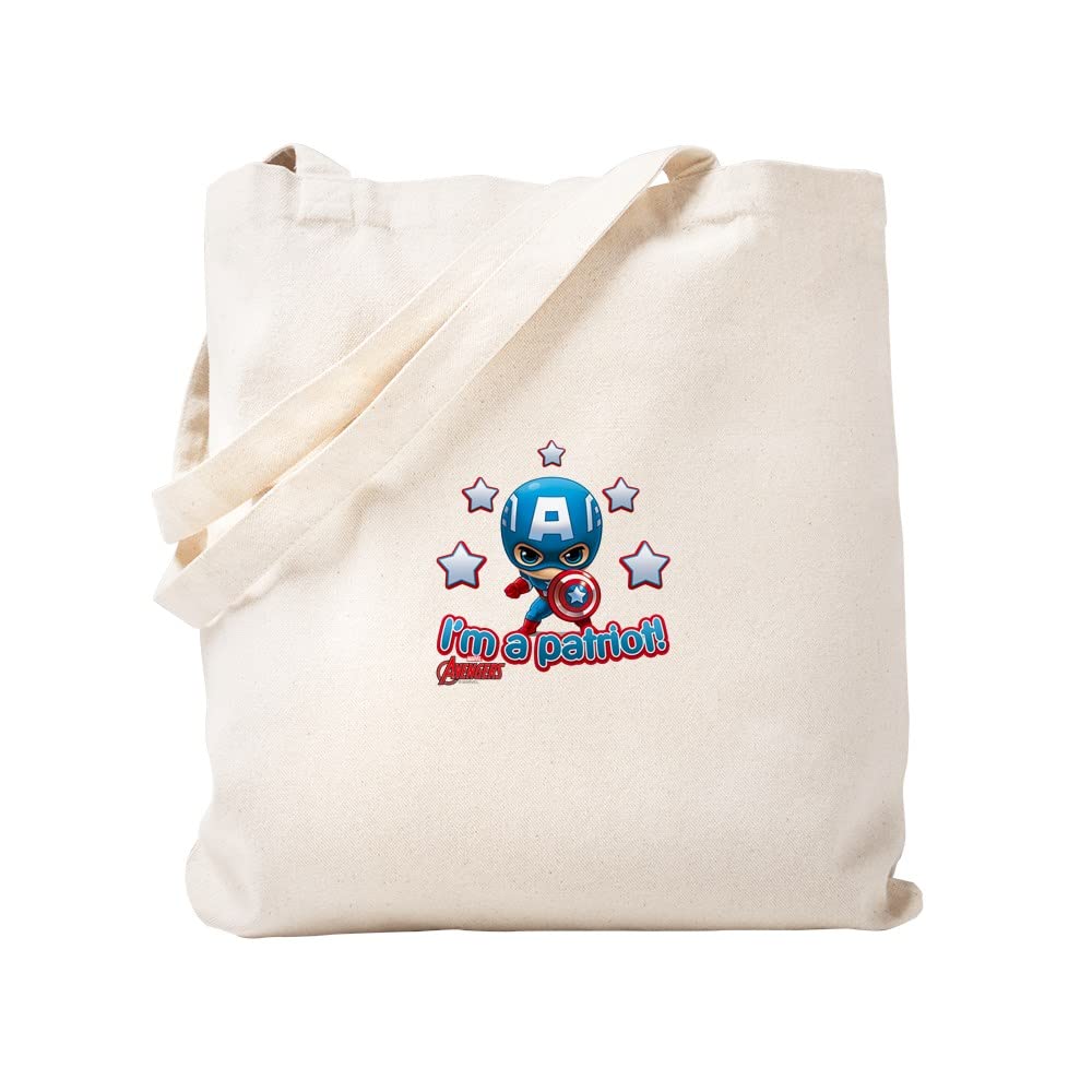 Chibi Patriot Captain America Tote Bag - Natural Canvas Reusable Shopping Bag for Groceries, Beach & Comic Con | Eco-Friendly Marvel Superhero Gift