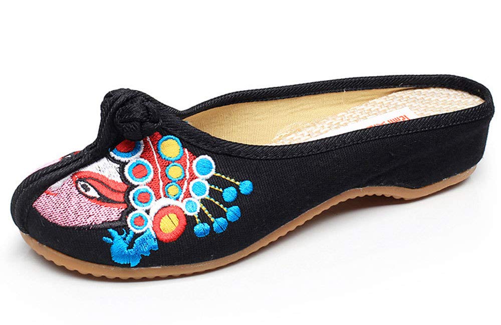 SAILING LU Women's Embroidered Clogs - Comfortable Black Pointed Toe Mule Slippers for Casual Wear & Outdoor Use | Perfect for Home, Office, and Light Walking