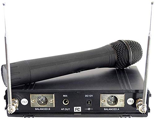 Pyle PDWM2700 2-Channel VHF Wireless Microphone System - Battery Operated Handheld Mic & Belt Pack Transmitter with Headset Mic, Rack Mountable - Ideal for Live Performances, Karaoke, Public Speaking & Events