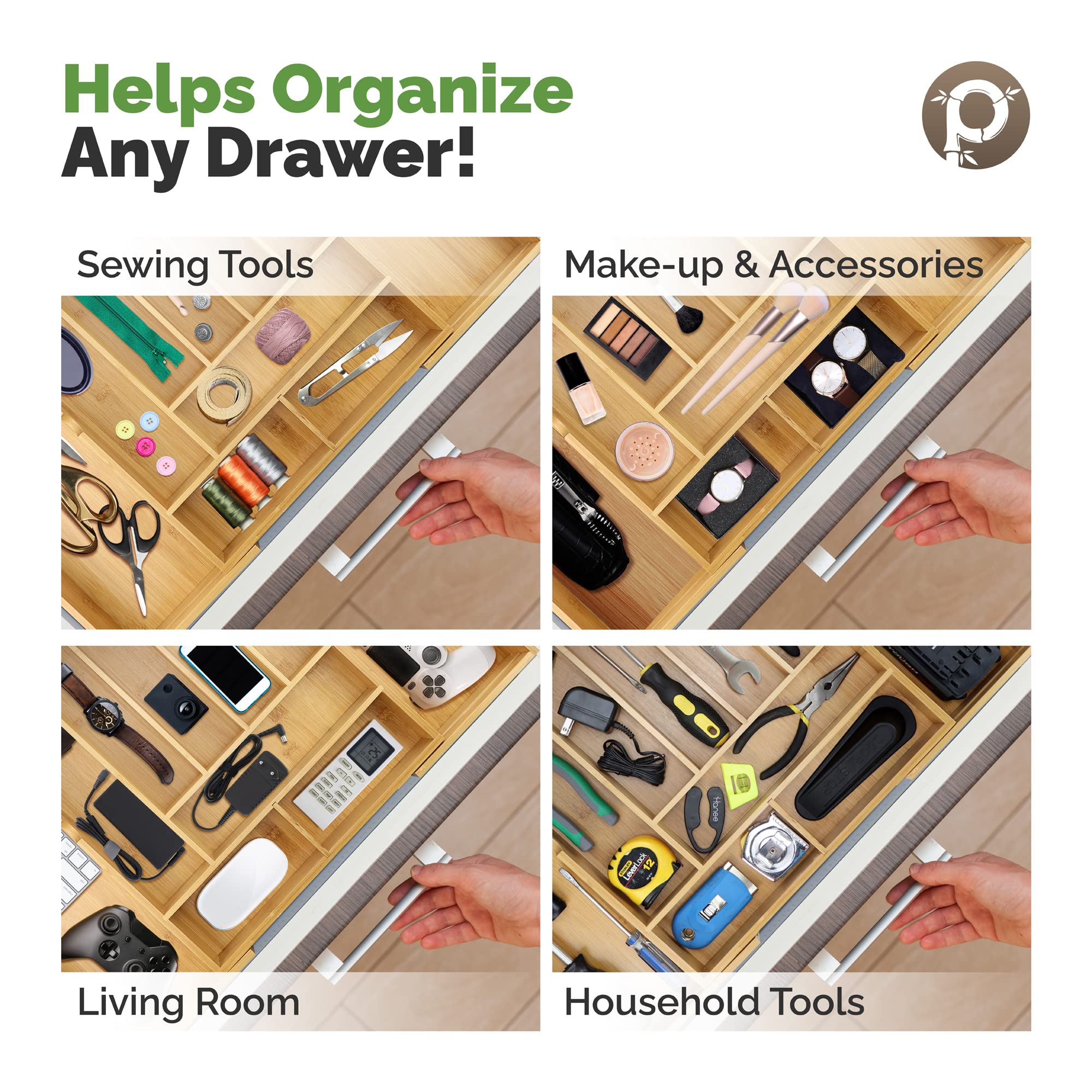 Expandable Silverware Organizer - Adjustable Kitchen Drawer Tray for Utensils & Cutlery (10 Compartments, Extends to 22 Inches) - Perfect for Organizing Spoons, Forks, Knives in Kitchen Drawers