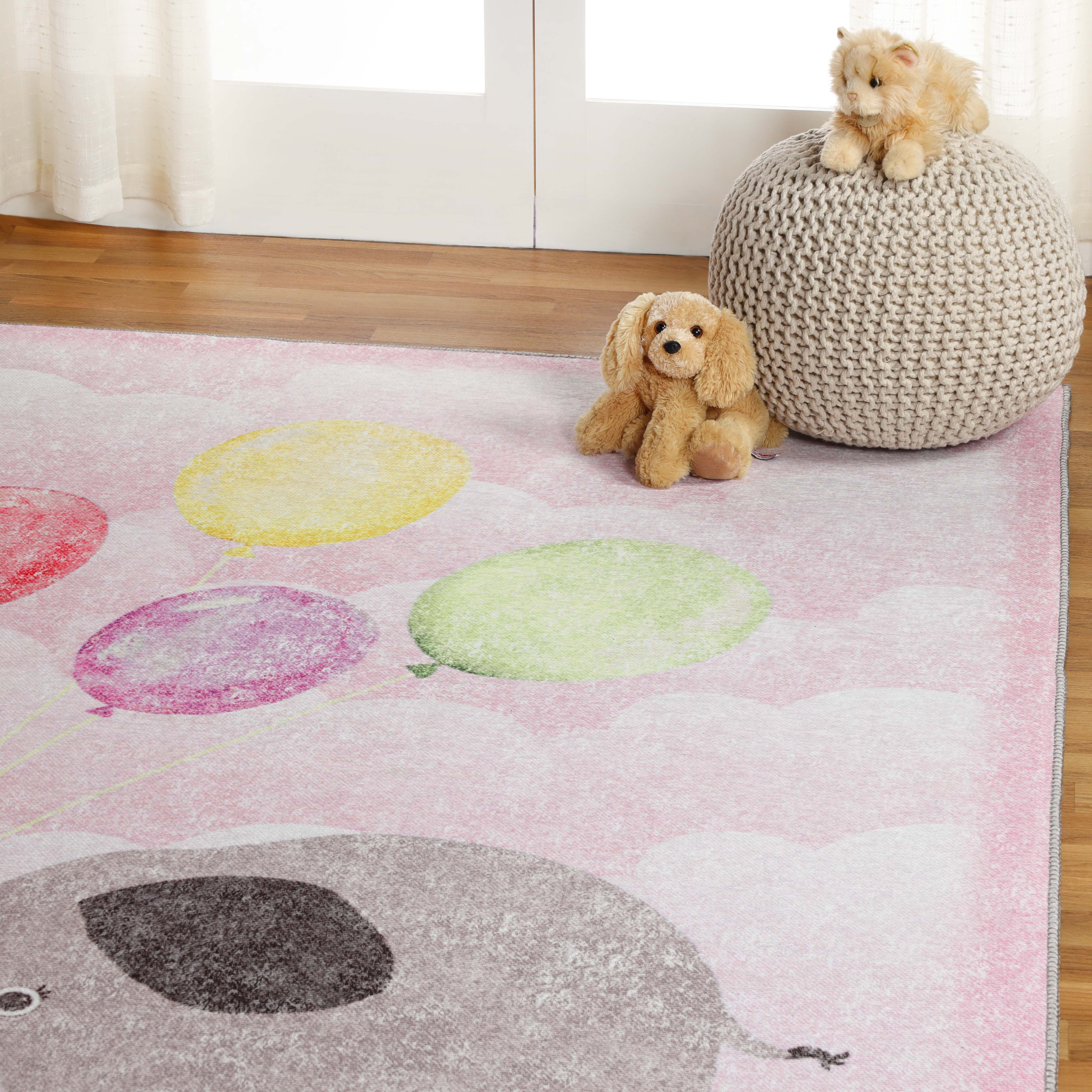 Vibrant Elephant Non-Slip Kids Playroom Rug - Soft & Safe Floor Mat for Nursery, Bedroom, and Play Areas